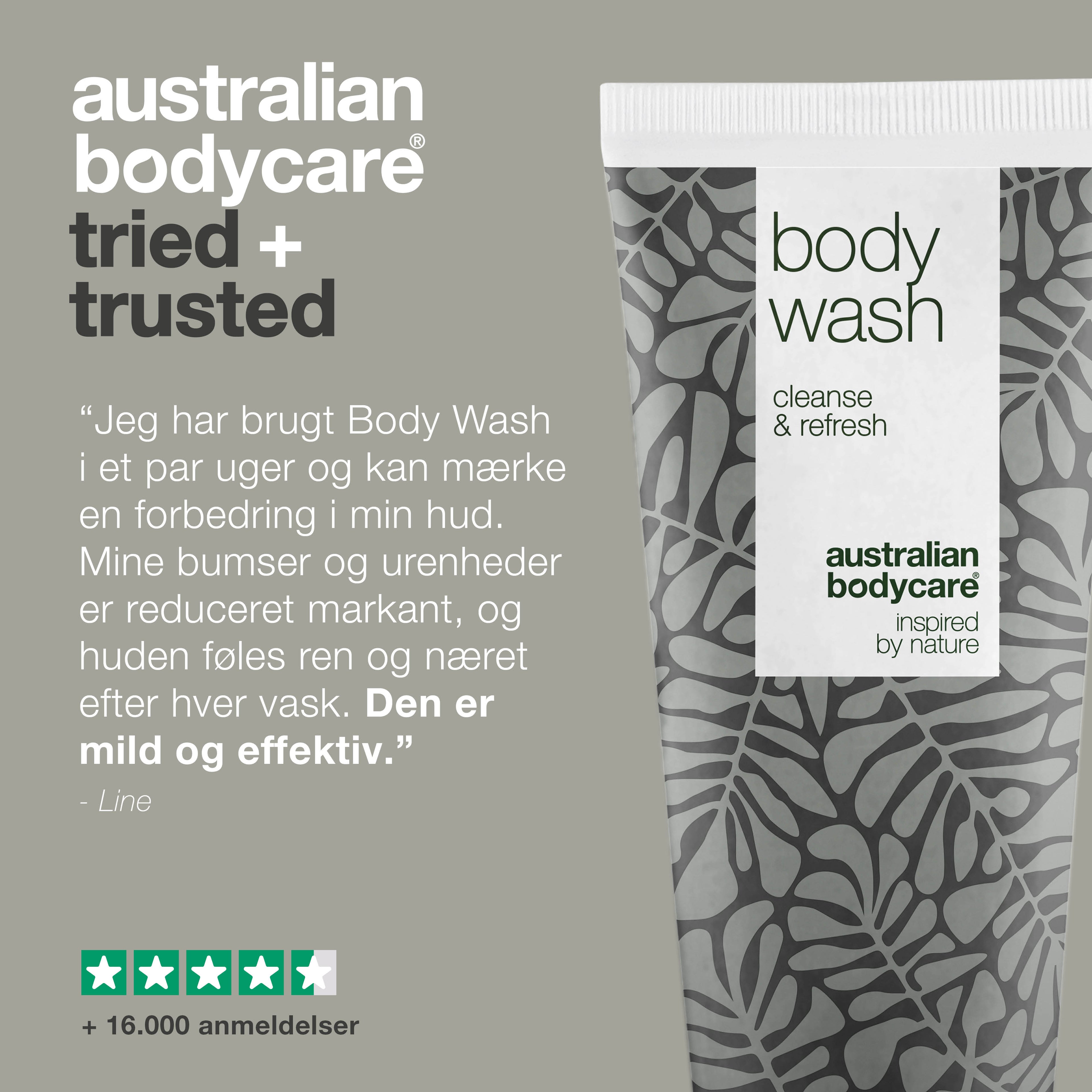 Body Wash med Tea Tree Oil — Showergel til daglig pleje og mod bumser og uren hud på kroppen