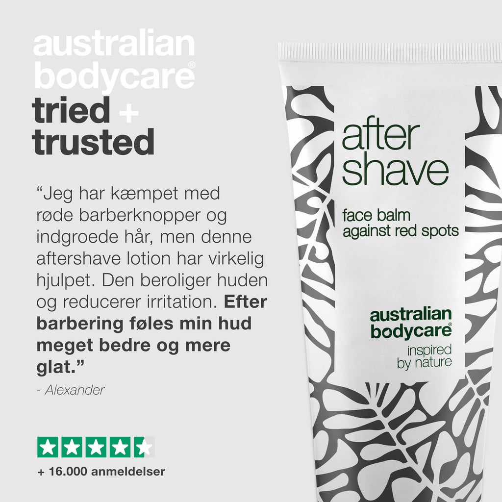 Aftershave lotion til røde barberknopper — Aftershave balm mod skægpest og indgroede hår efter barbering