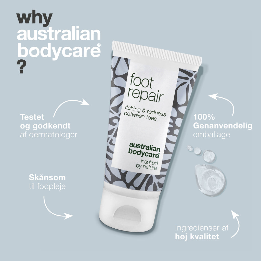 Fodgel med Tea Tree Oil  — Lindrende gel mod kløe, svie og rødme mellem tæerne.