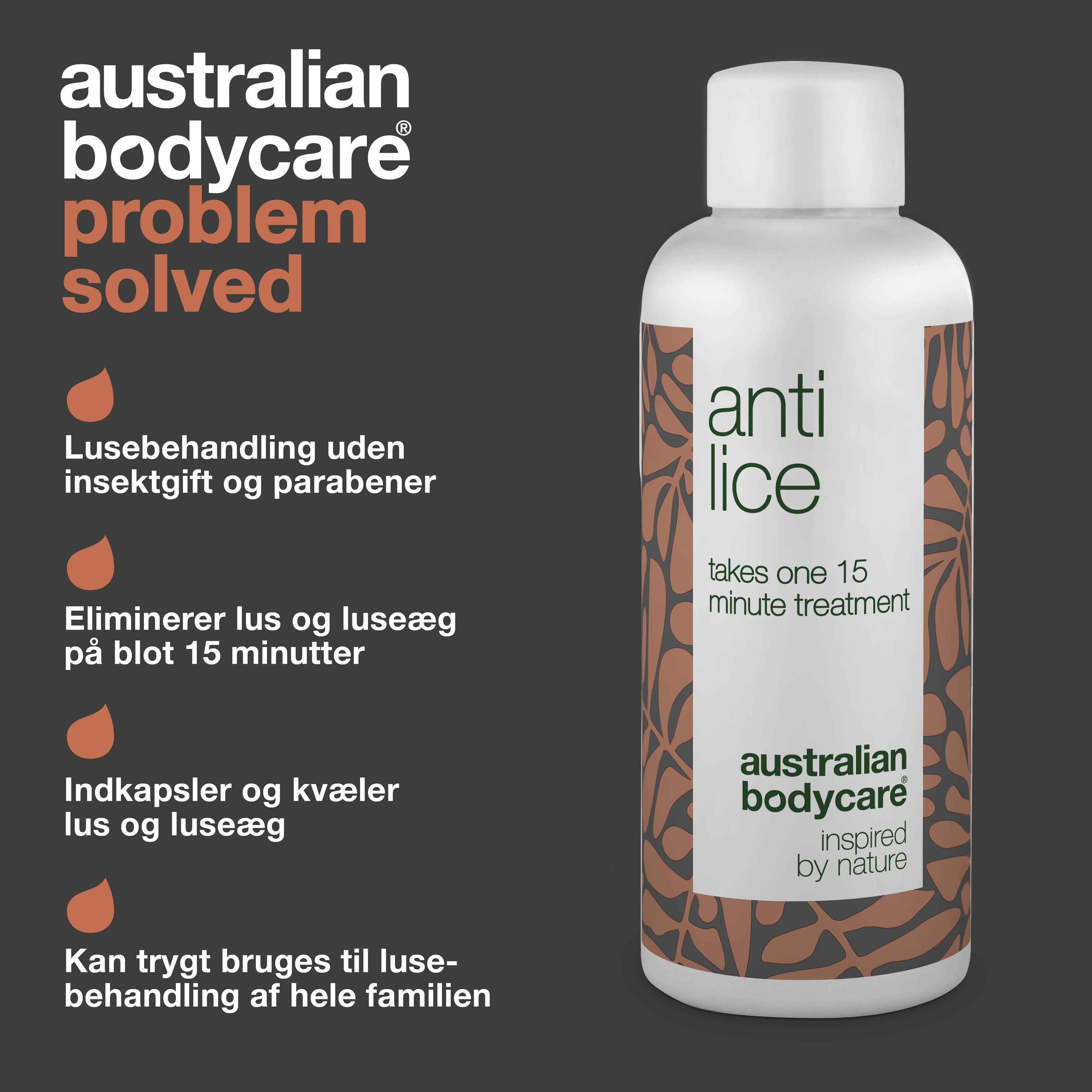 Lusekur med Tea Tree Oil uden insektgift — Lusebehandling mod hovedlus og æg virker på 15 min.