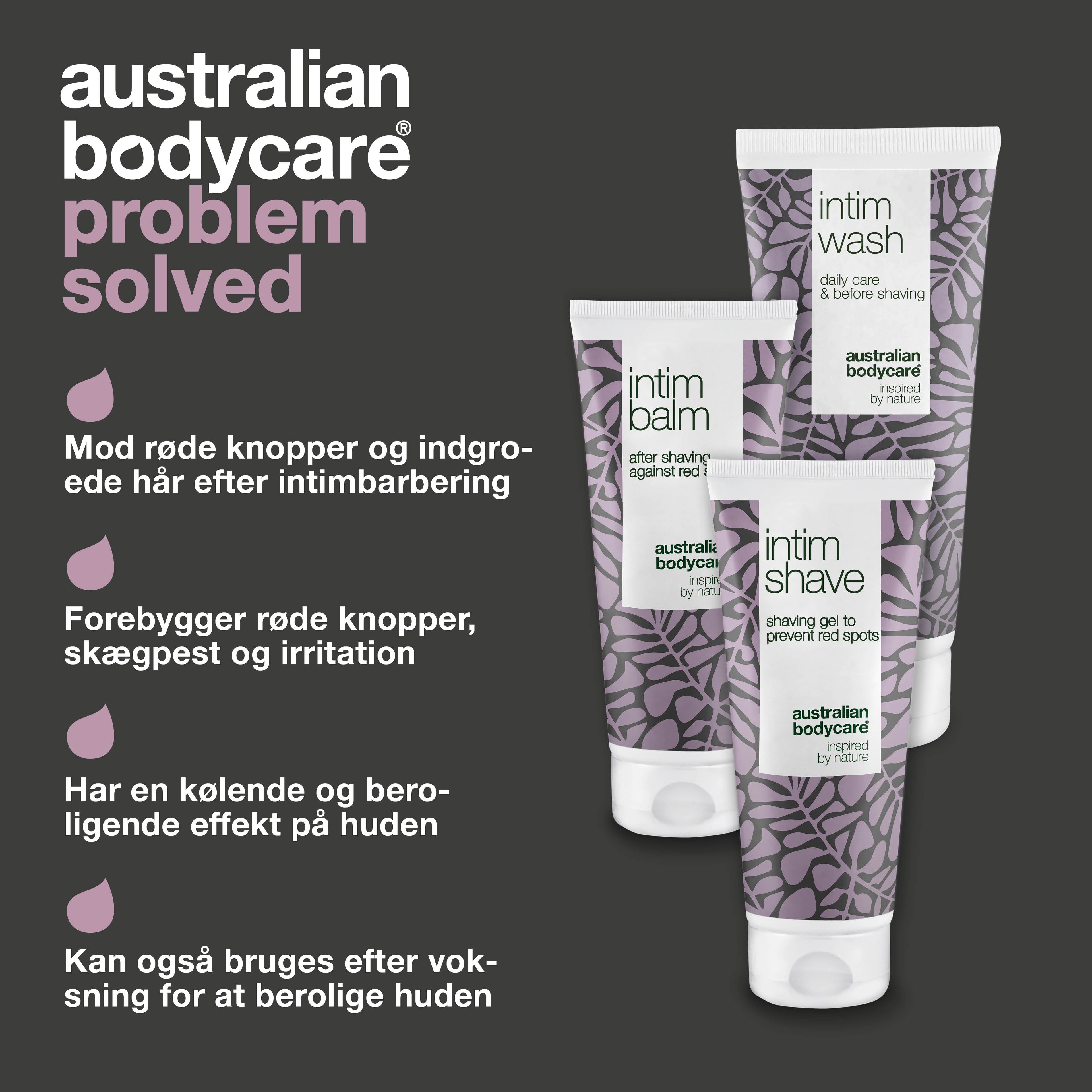 Intimbarberingspakke mod røde barberknopper — 3 produkter til intimbarbering mod indgroede hår
