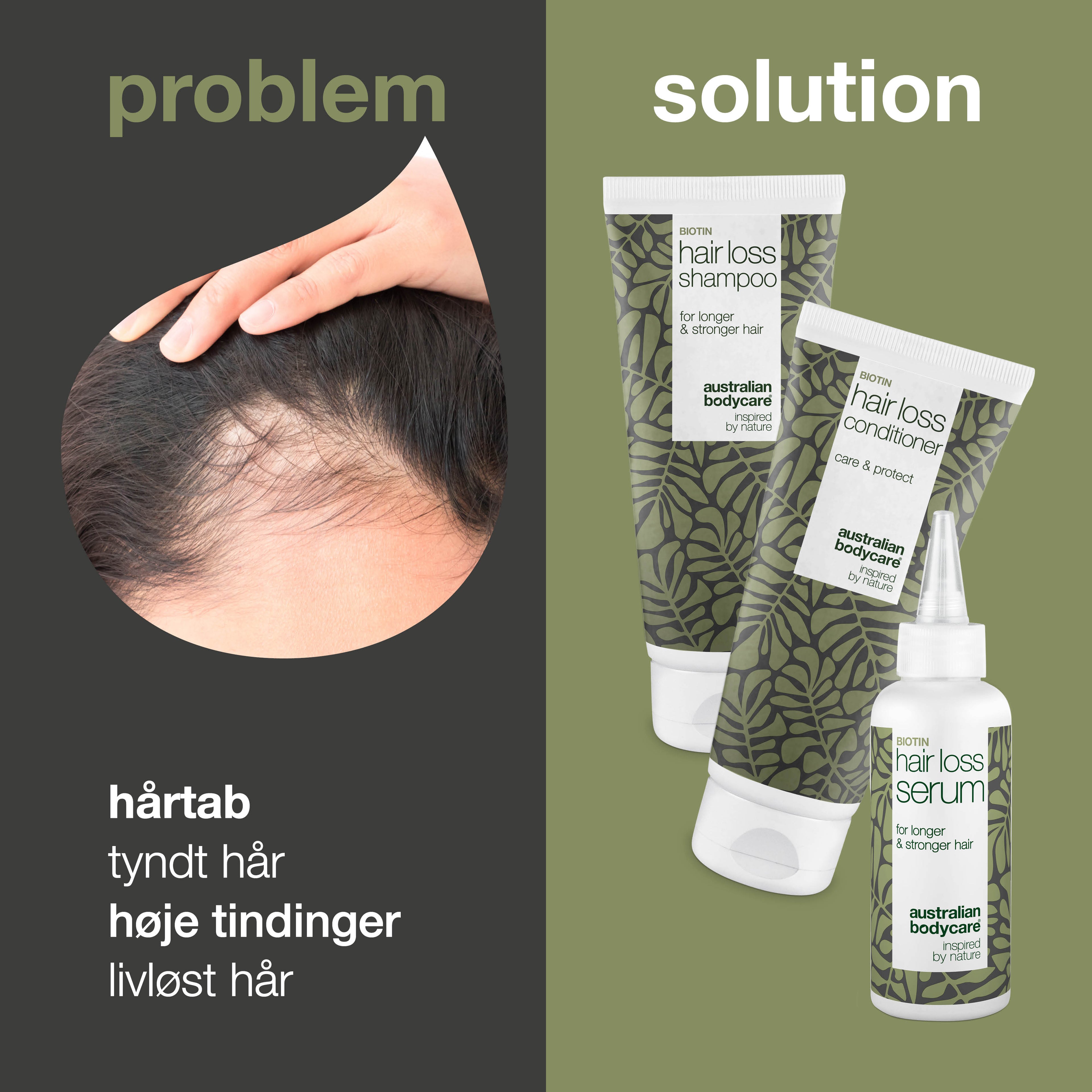 Hårtabspakke med Biotin og Capilia Longa — 3 produkter til tyndt hår, fint hår og ved hårtab