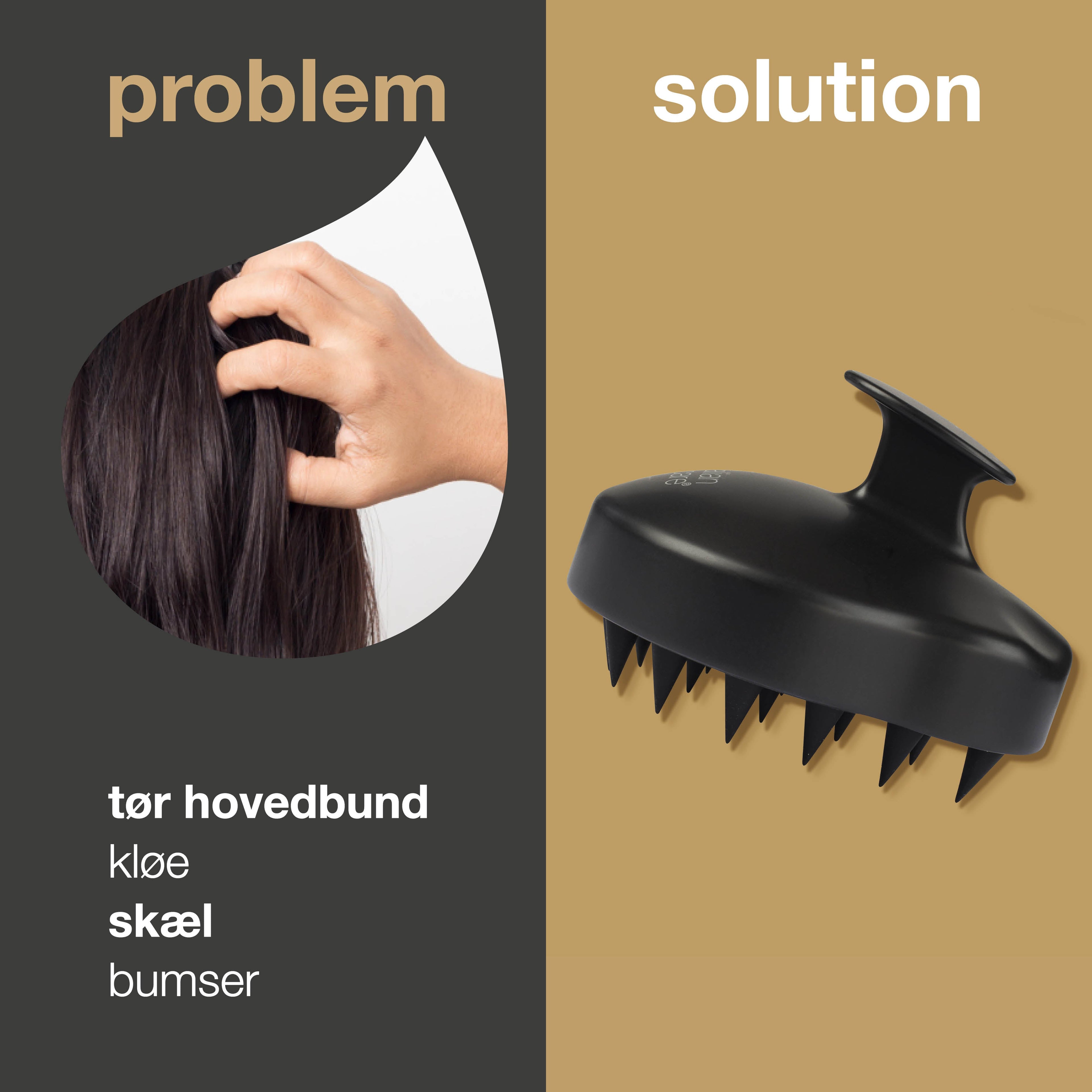 Hovedbundsbørste til tør hovedbund og ved hårtab — Hovedbundsmassage til skæl, tør hovedbund og ved hårtab