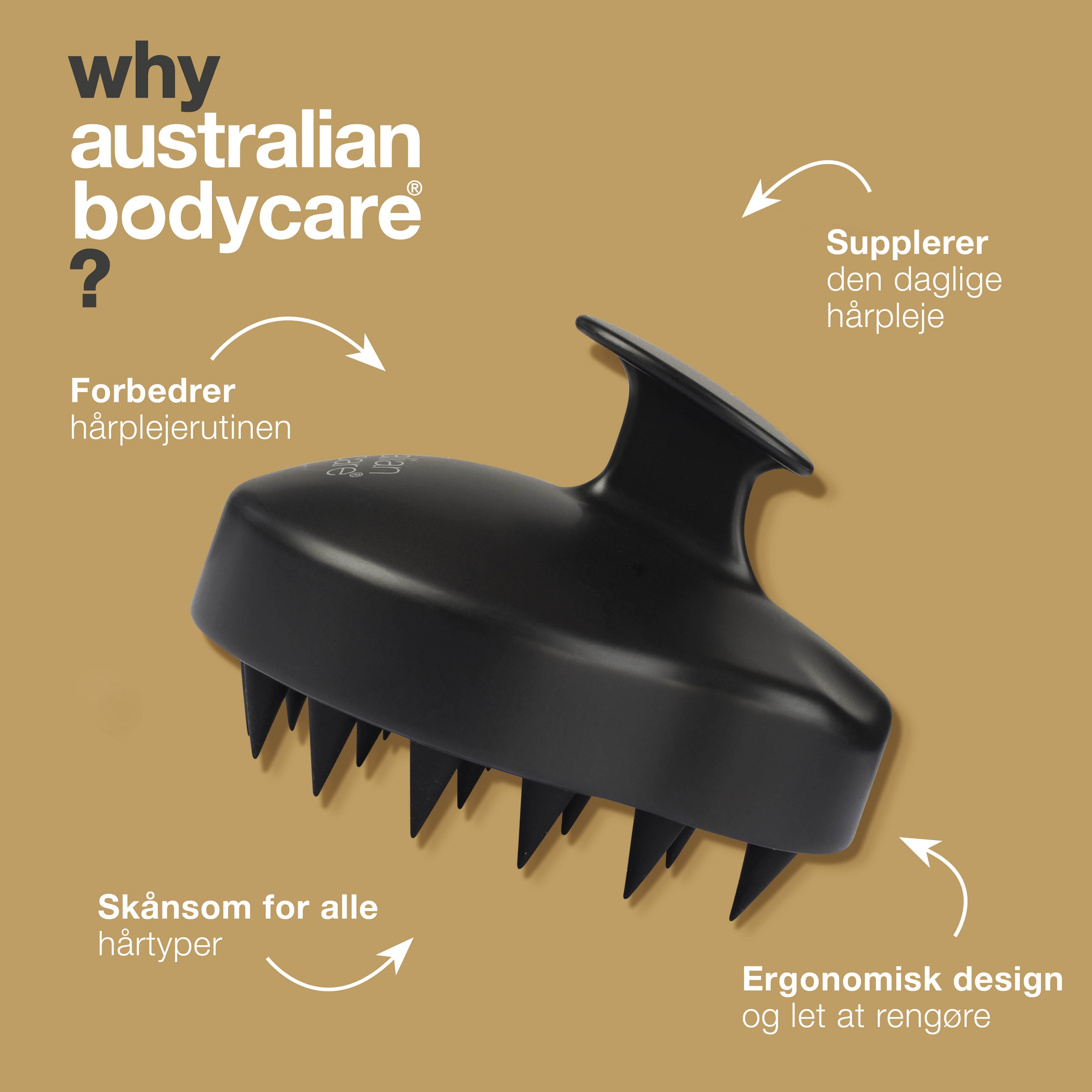 Hovedbundsbørste til tør hovedbund og ved hårtab — Hovedbundsmassage til skæl, tør hovedbund og ved hårtab