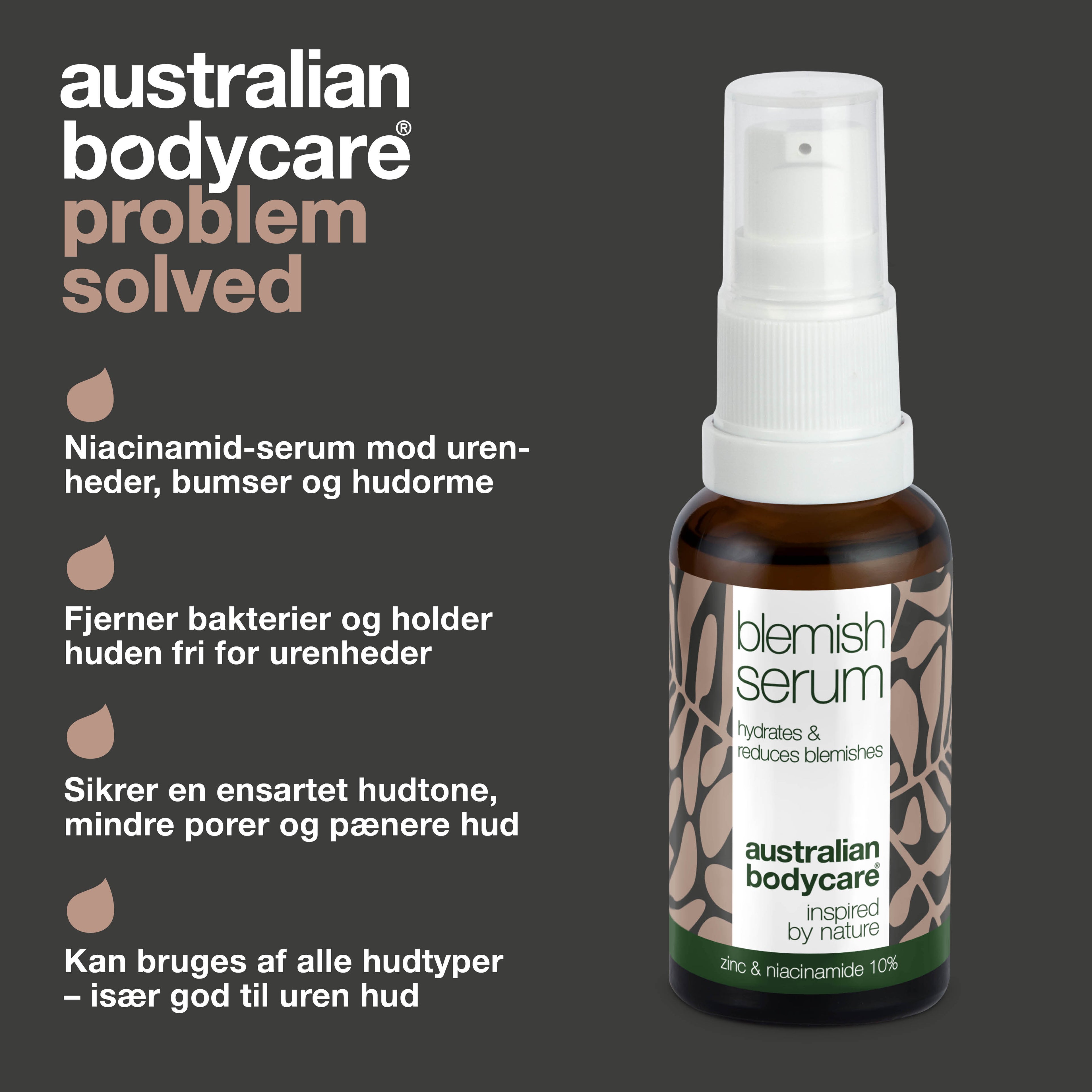 Niacinamide Serum – Mindsker rødme, urenheder og fedtet hud — Niacinamide Serum reducerer rødme, fedtet hud og urenheder. Indeholder 10% niacinamid, zink og hyaluronsyre for en sund og jævn hud.