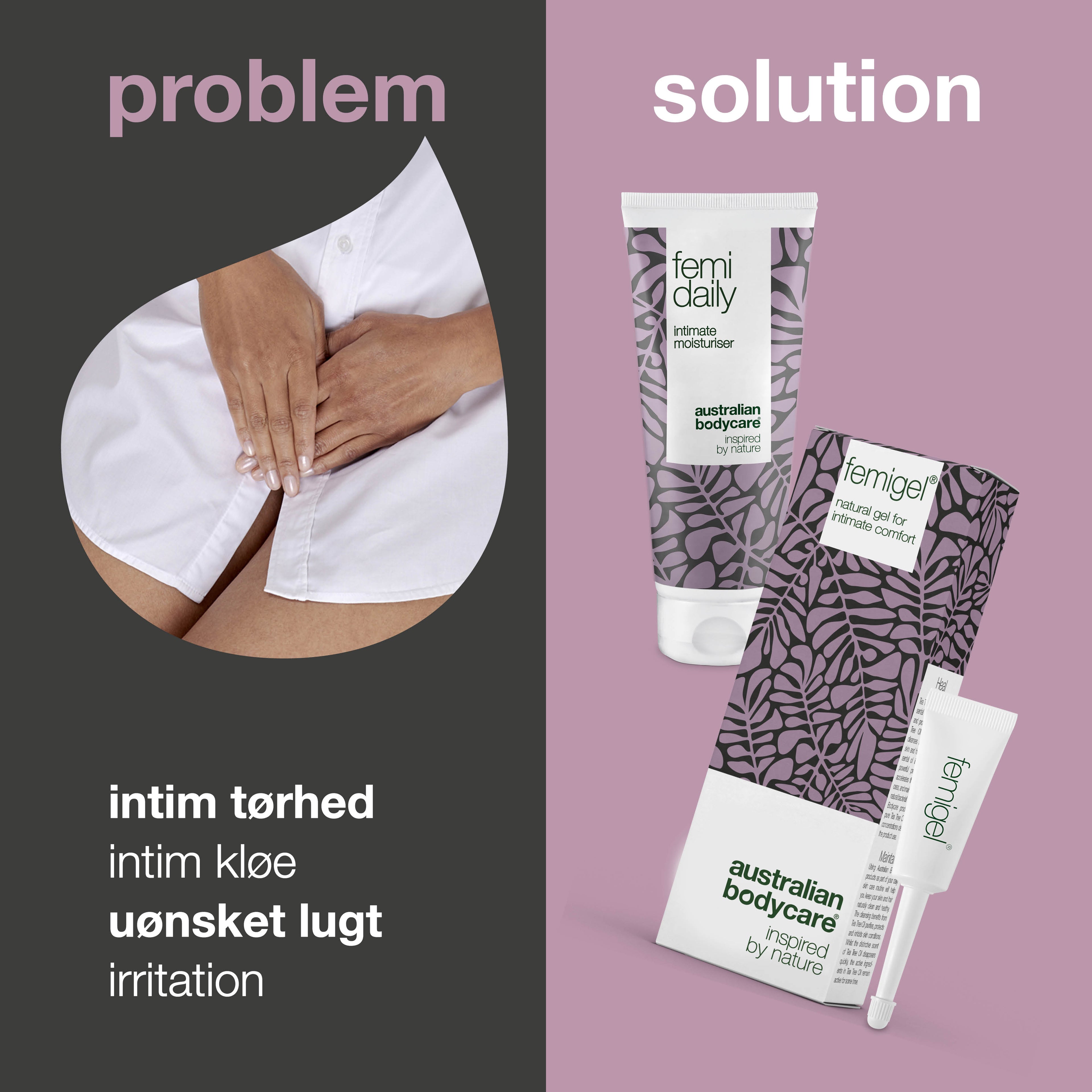 2 intimpleje produkter mod tørhed, lugt & kløe — Intimprodukter mod svie, kløe og intim irritation