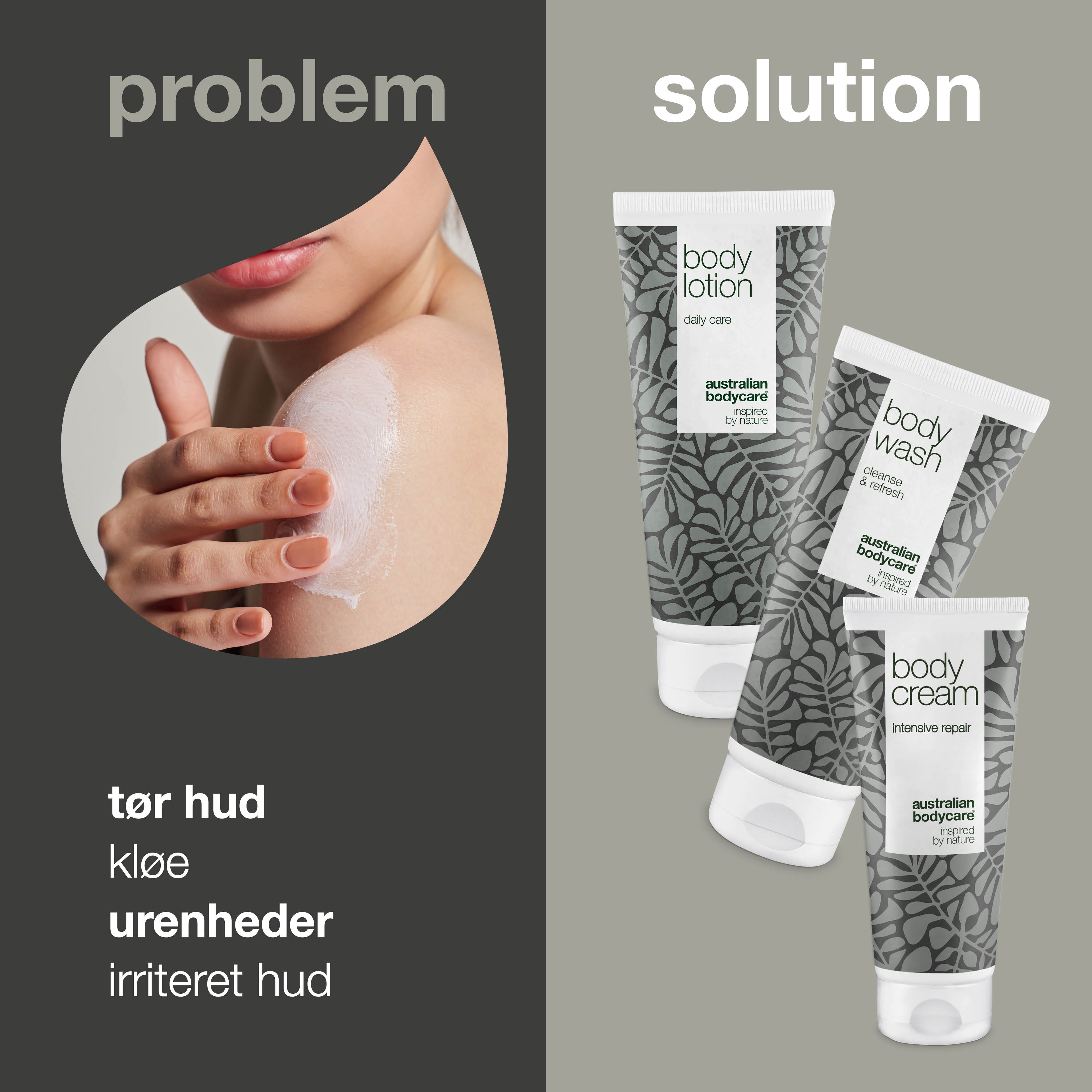 Pakke til tør hud på kroppen —  3 produkter til pleje af irriteret hud