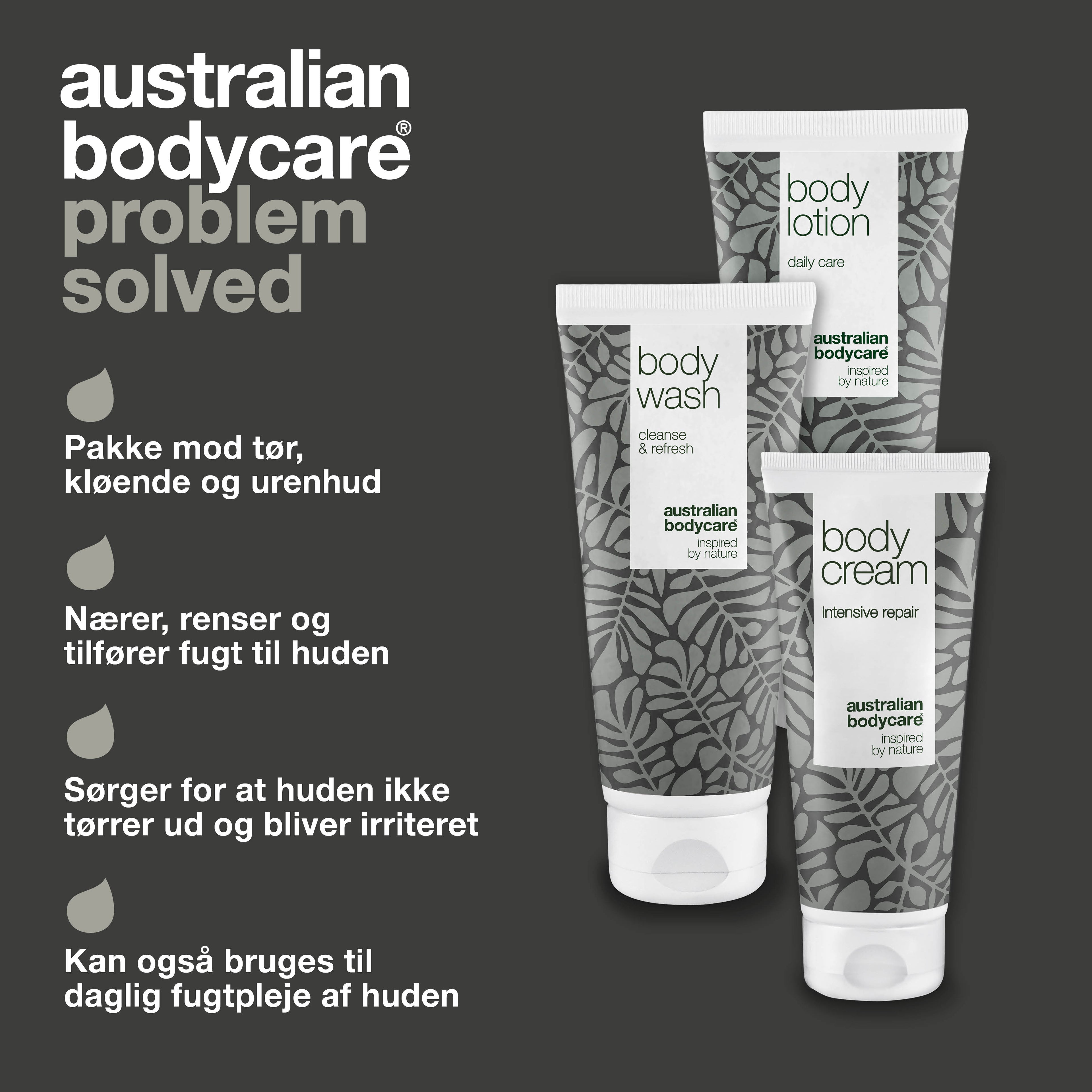 Pakke til tør hud på kroppen —  3 produkter til pleje af irriteret hud