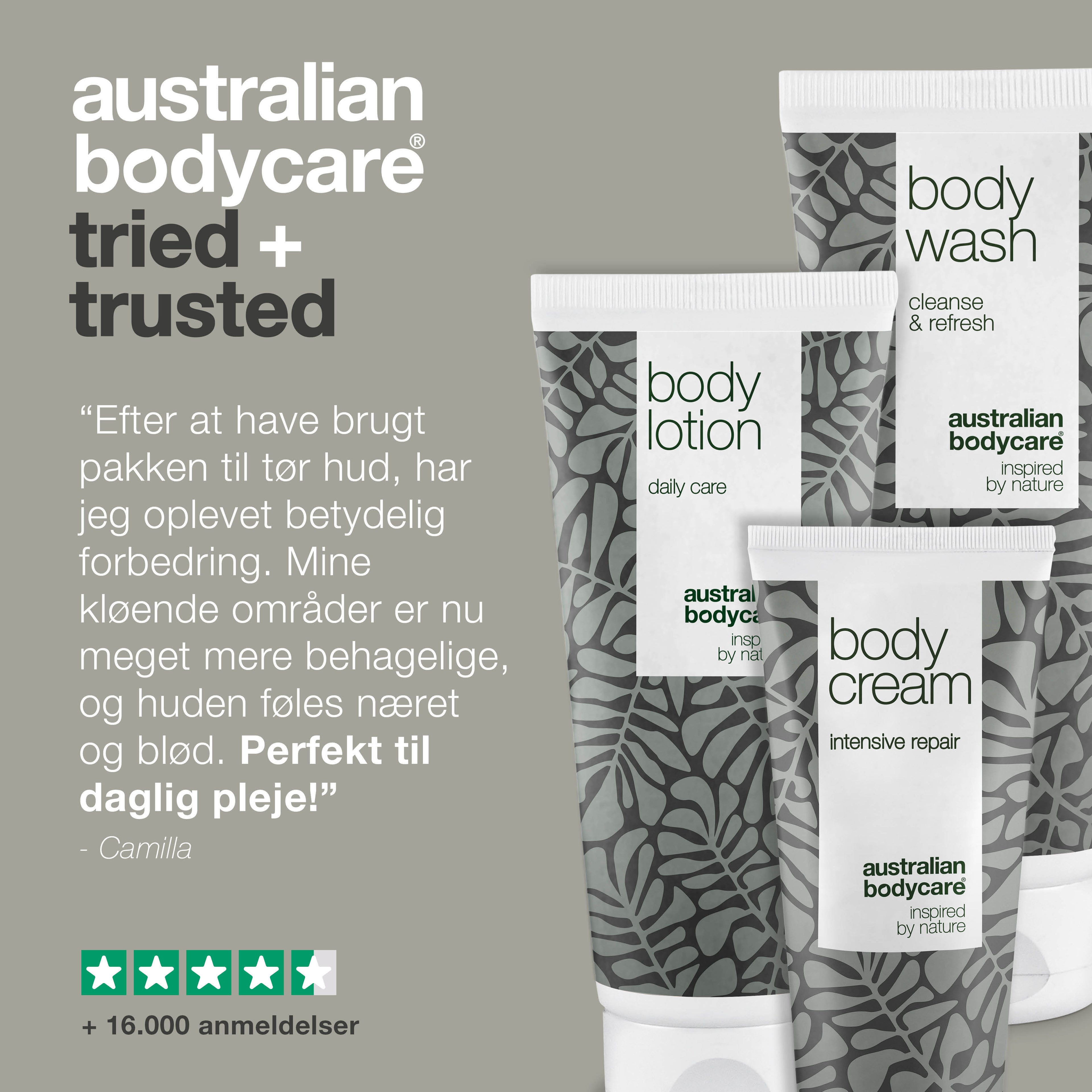 Pakke til tør hud på kroppen —  3 produkter til pleje af irriteret hud