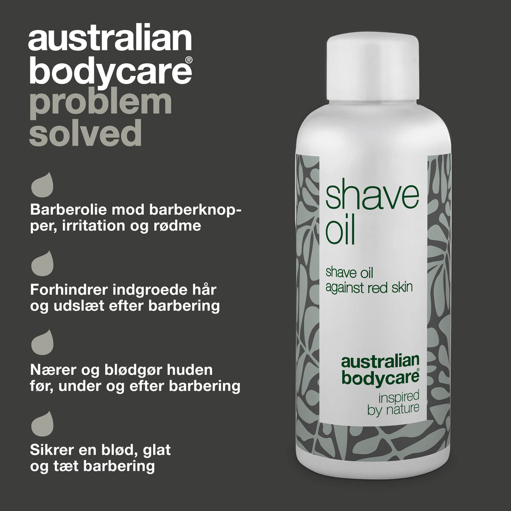Barberolie mod røde knopper og indgroede hår — Mod irritation, rødme og barberknopper på kroppen