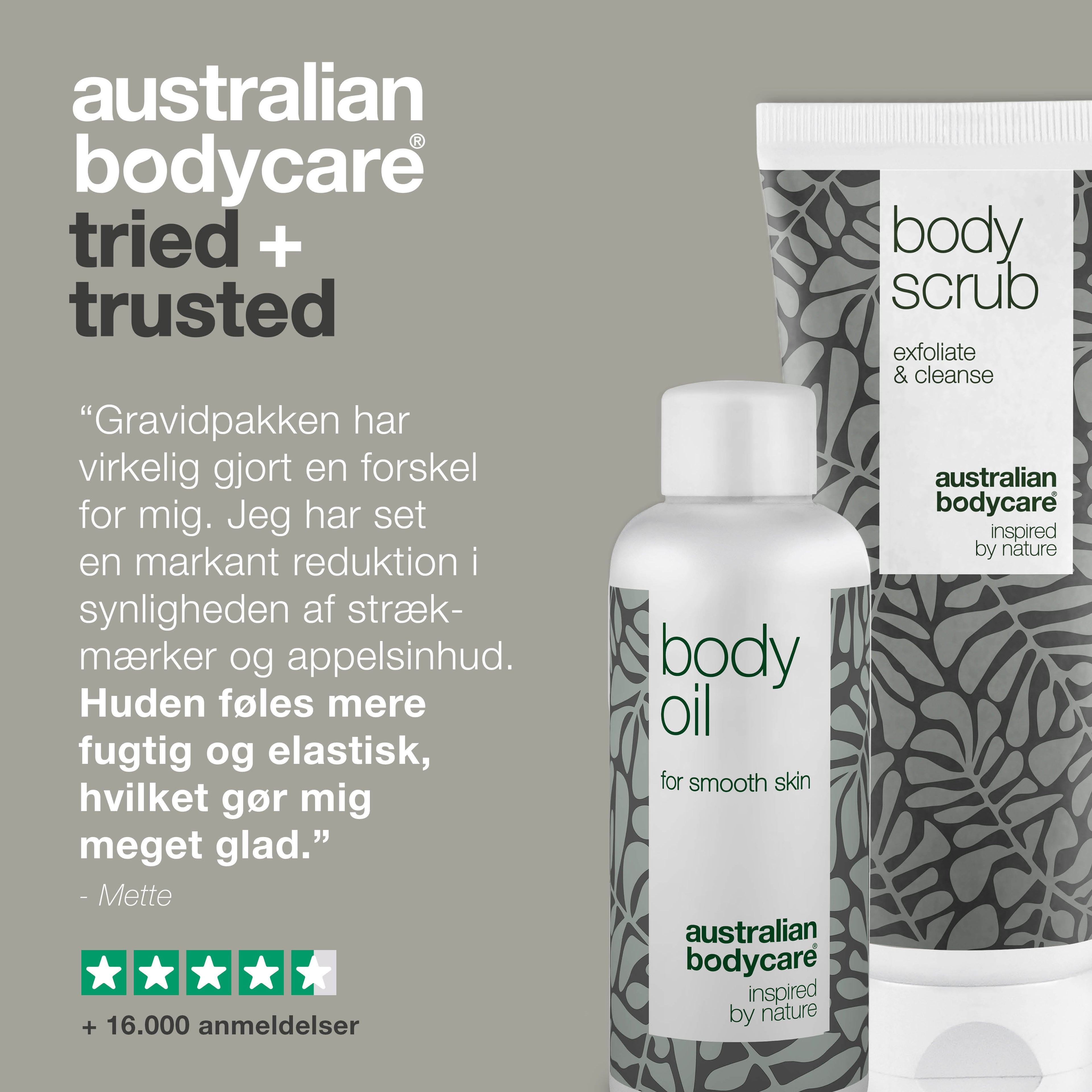 Gravidpakke til den gravide med 2 produkter — Reducerer synligheden af strækmærker og bruges til pleje ved appelsinhud