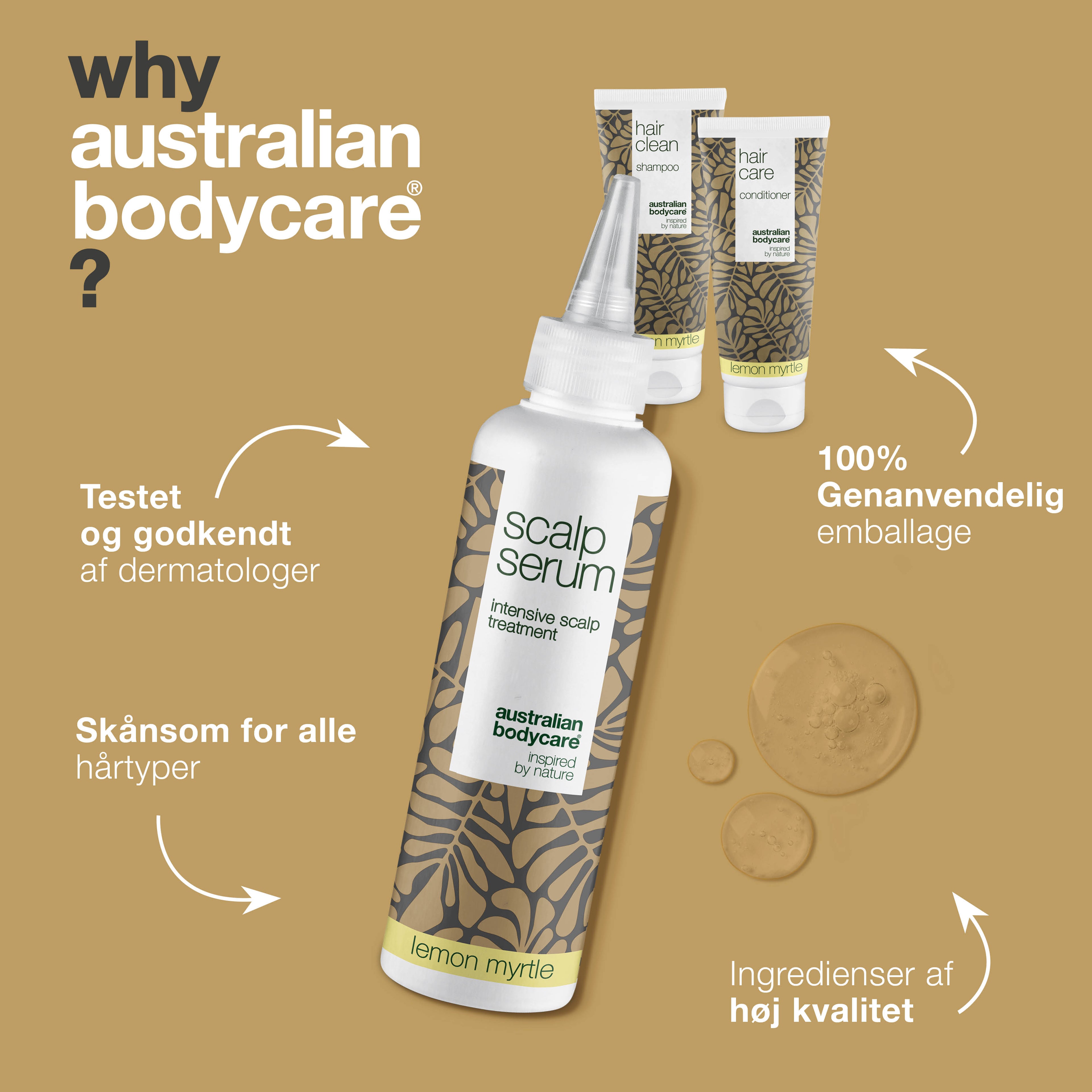 Hovedbundspakke med Lemon Myrtle — 3 produkter med Tea Tree Oil og Lemon Myrtle til skæl og tør hovedbund