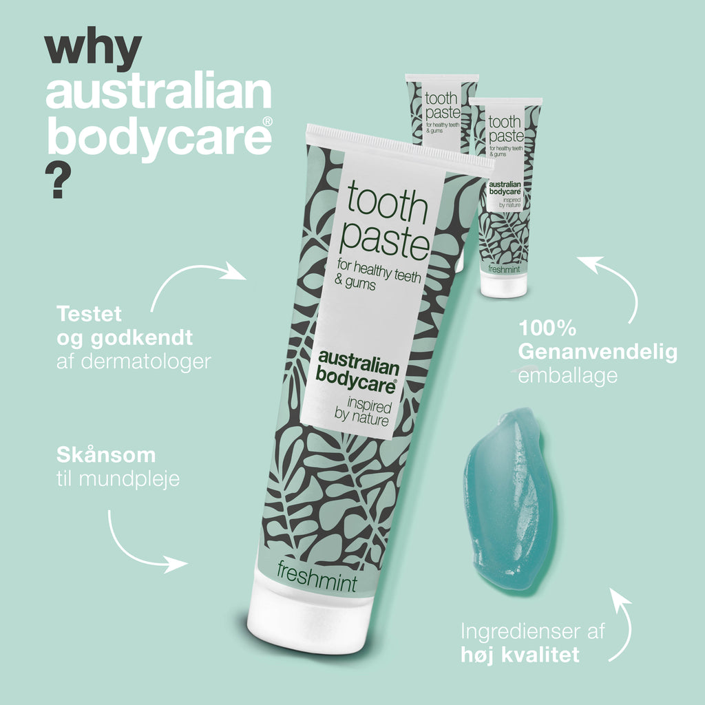 3 stk. Tea Tree Oil Tandpasta Freshmint — Til daglig pleje ved paradentose, svamp og tandkødsbetændelse