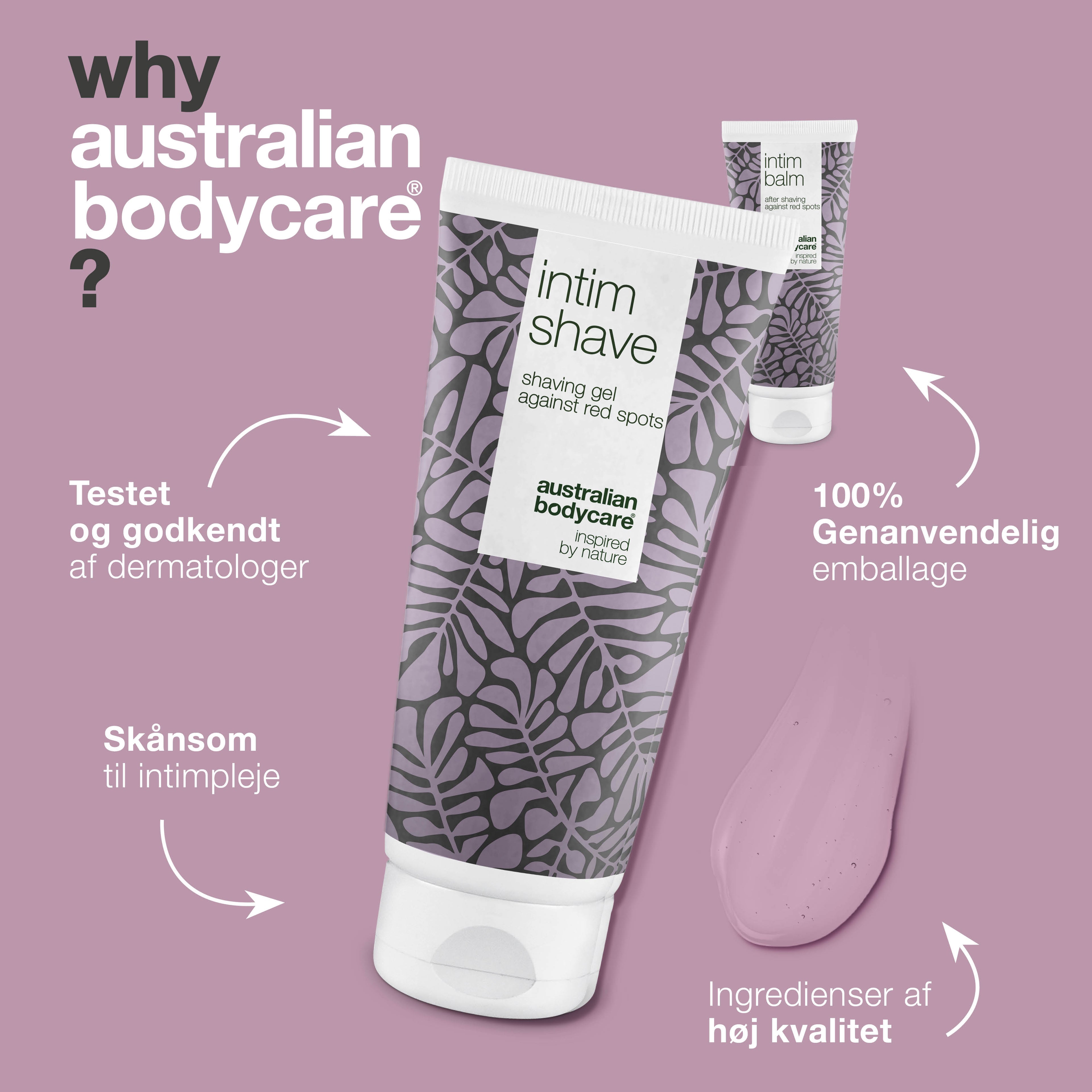 XL Sæt til intimbarbering uden røde knopper — Stor intim barbergel og aftershave balm mod indgroede hår