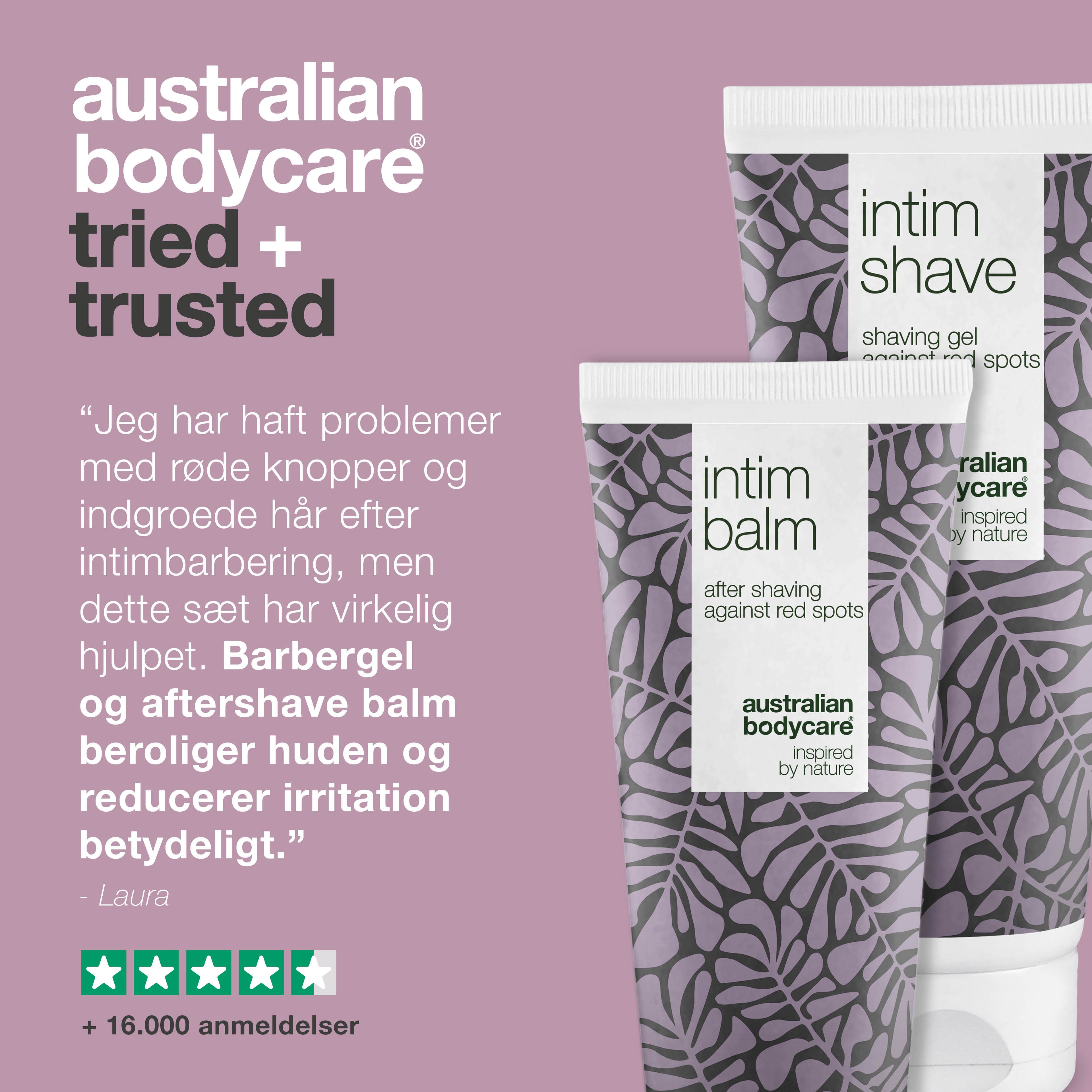 XL Sæt til intimbarbering uden røde knopper — Stor intim barbergel og aftershave balm mod indgroede hår