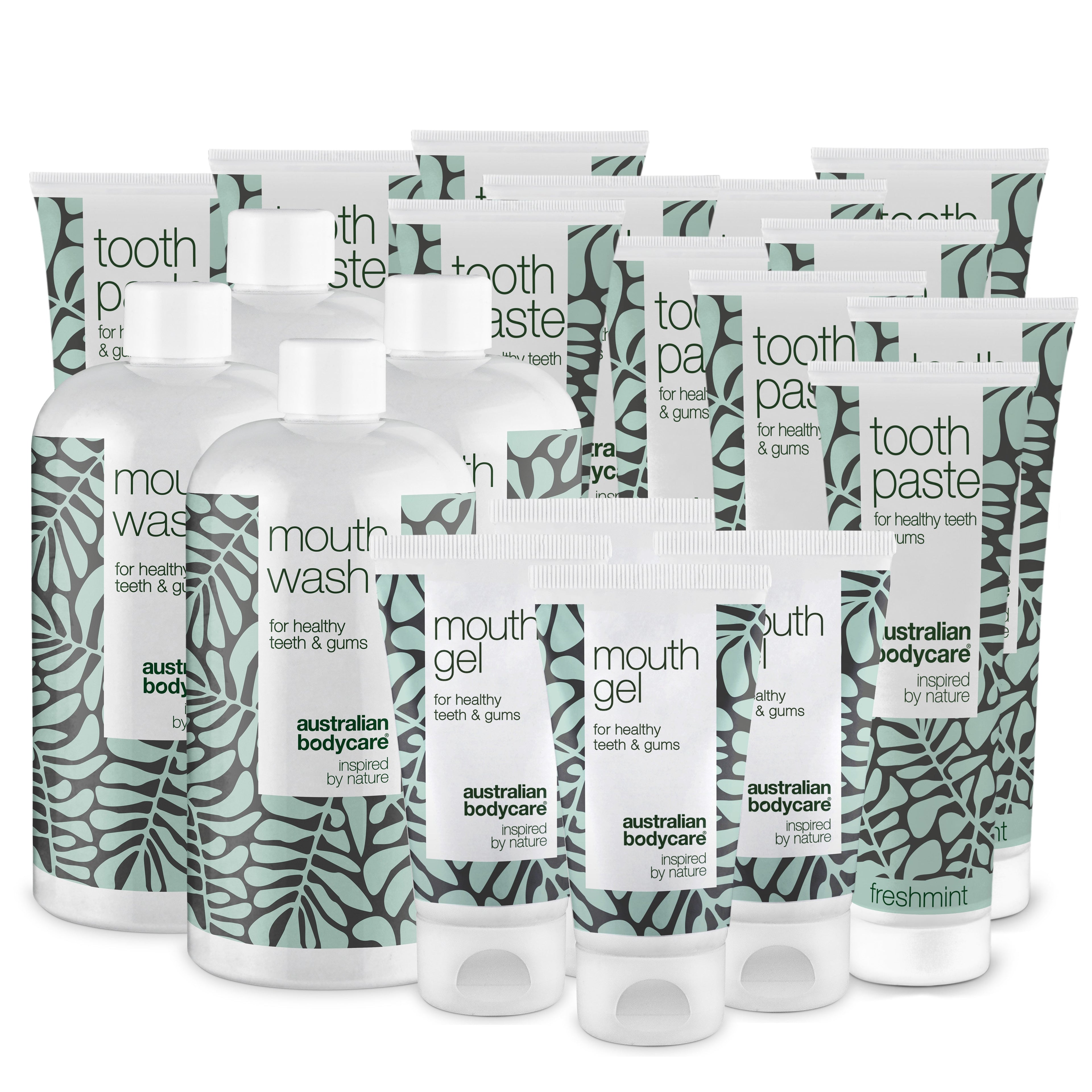 XXL Mundpakken til tunge, tænder og tandkød — 20 mundprodukter til pleje ved svamp, paradentose og dårlig ånde