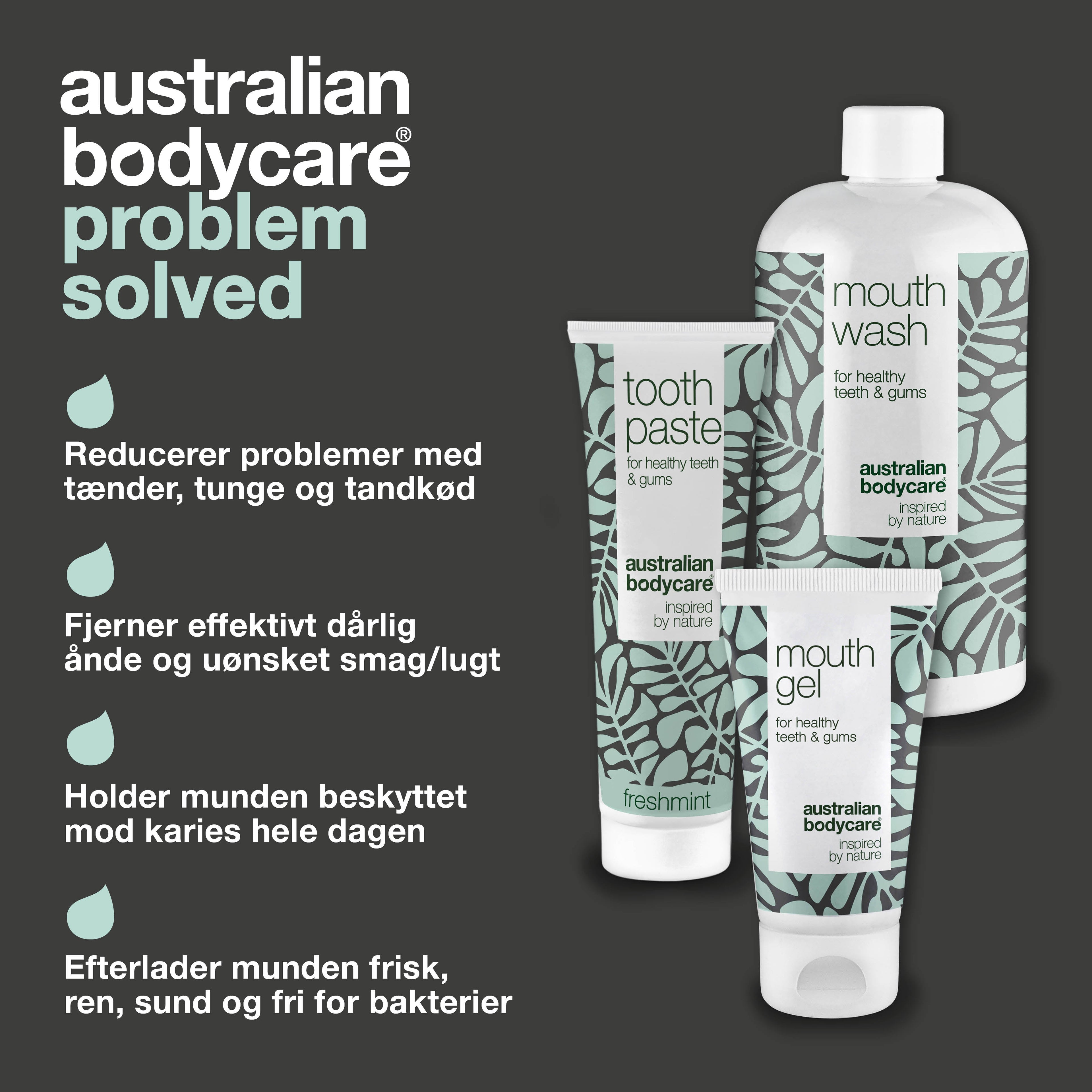 XL Mundpakken med Tea Tree Oil mundprodukter — 10 mundprodukter til pleje ved paradentose, svamp og blødende tandkød