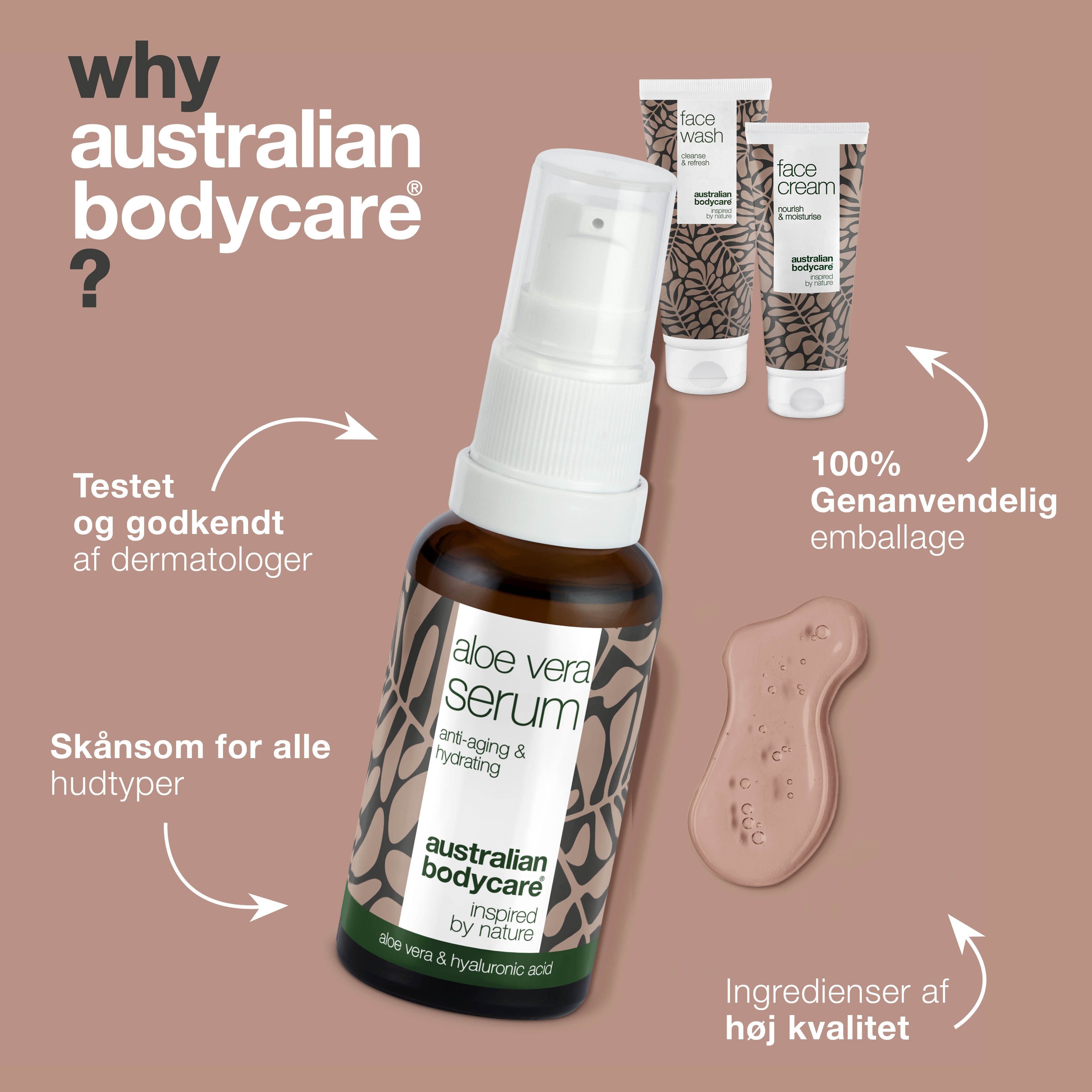 Sæt til rynker og dehydreret hud — 3 Anti Age produkter til tør hud: ansigtsrens, Aloe Vera Serum og creme