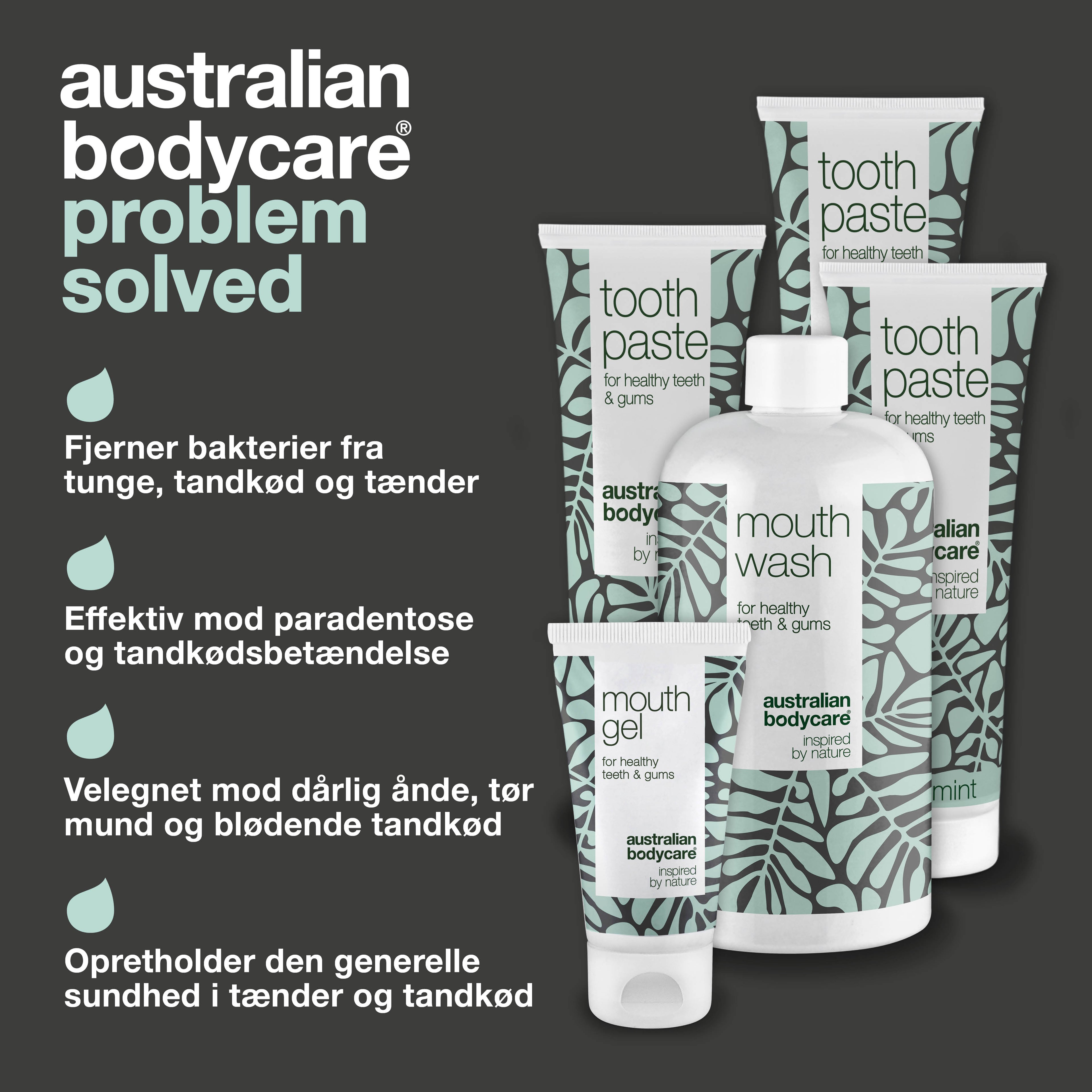 Mundpleje 5 produkter med Tea Tree Oil — Til tandkødsbetændelse & pleje ved svamp i mund & på tunge