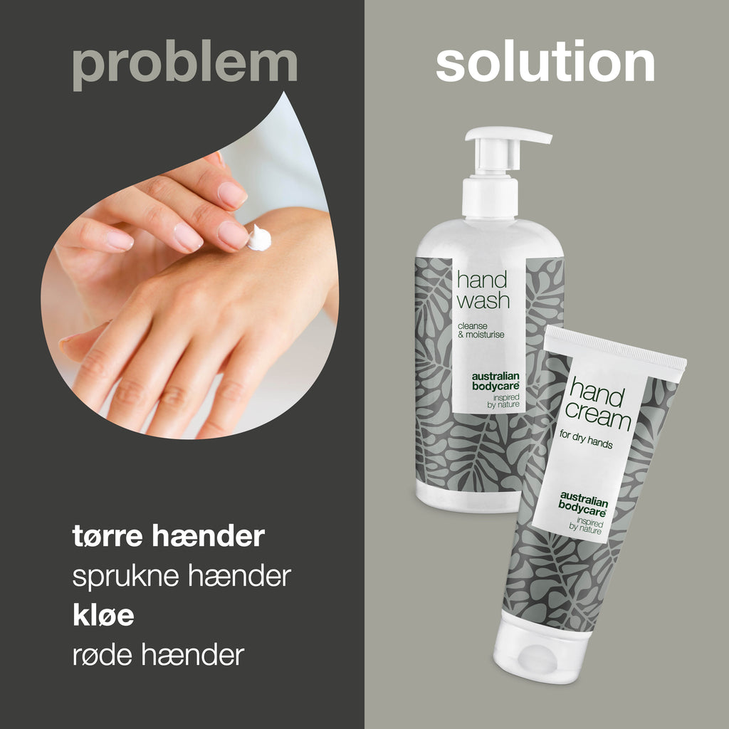 Håndpakke mod tørre, sprukne og kløende hænder — Håndsæbe og håndcreme til tørre hænder der sprækker
