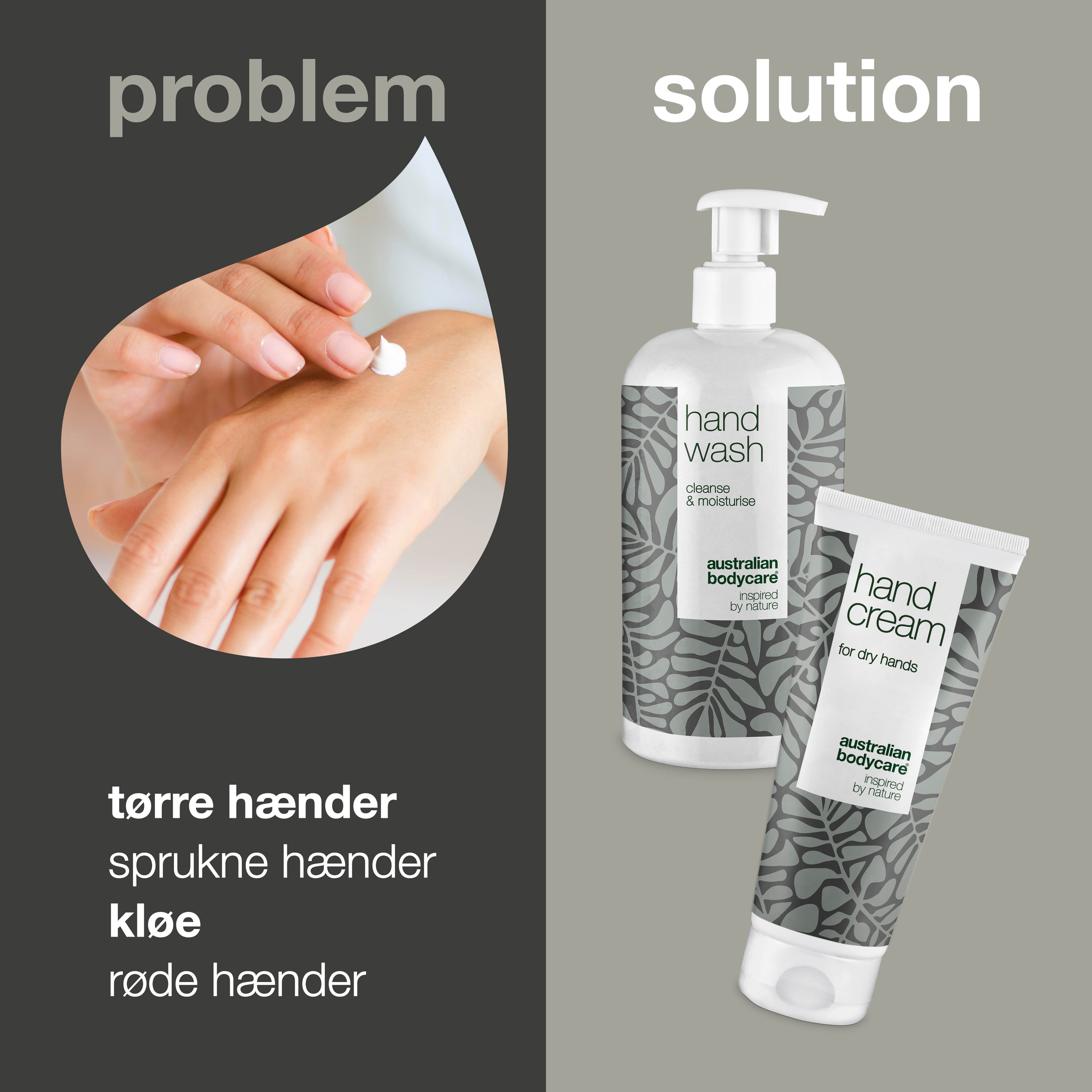 Håndpakke mod tørre, sprukne og kløende hænder — Håndsæbe og håndcreme til tørre hænder der sprækker