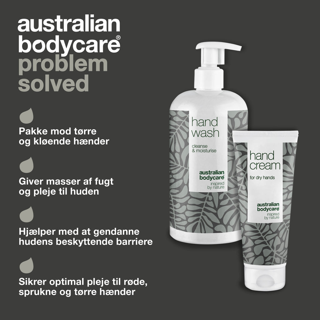 Håndpakke mod tørre, sprukne og kløende hænder — Håndsæbe og håndcreme til tørre hænder der sprækker