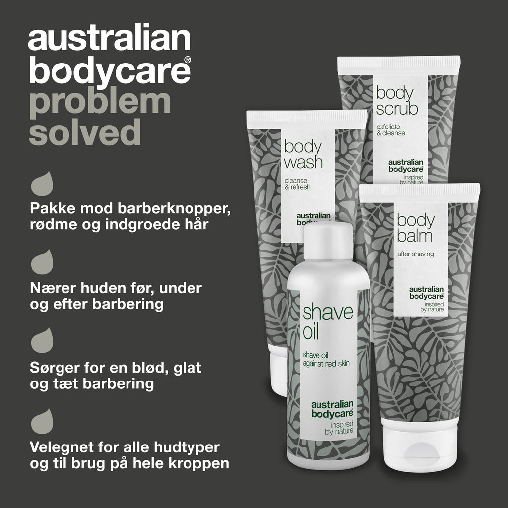 4-pak mod røde barberknopper — til kropsbarbering mod indgroede hår, røde knopper, jordbærben og røde hårsække