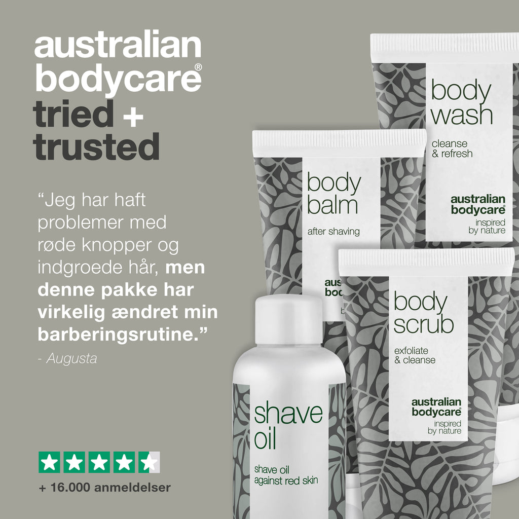 4-pak mod røde barberknopper — til kropsbarbering mod indgroede hår, røde knopper, jordbærben og røde hårsække