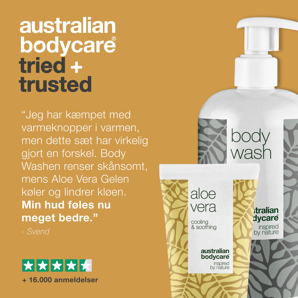 2-pak til pleje ved varmeknopper — Produkter til pleje af varmeknopper, svie og irriteret hud