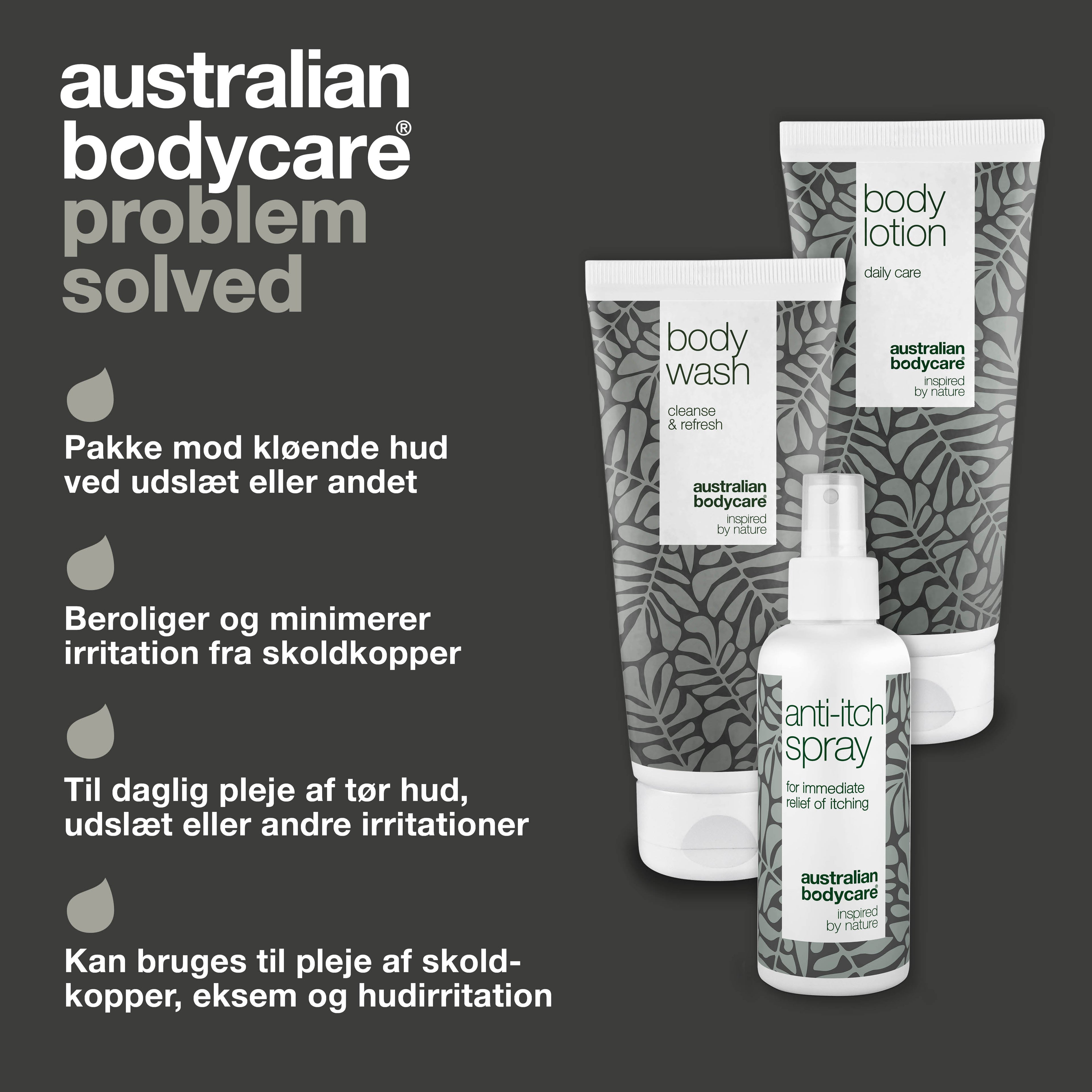 3-pak til hudkløe på hele kroppen — Beroligende produkter til irriteret hud