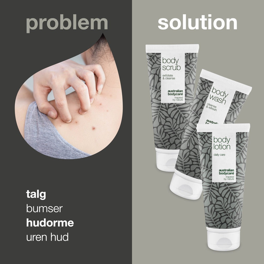 3-pak til talgknopper — Renser, eksfolierer og fugter huden på kroppen