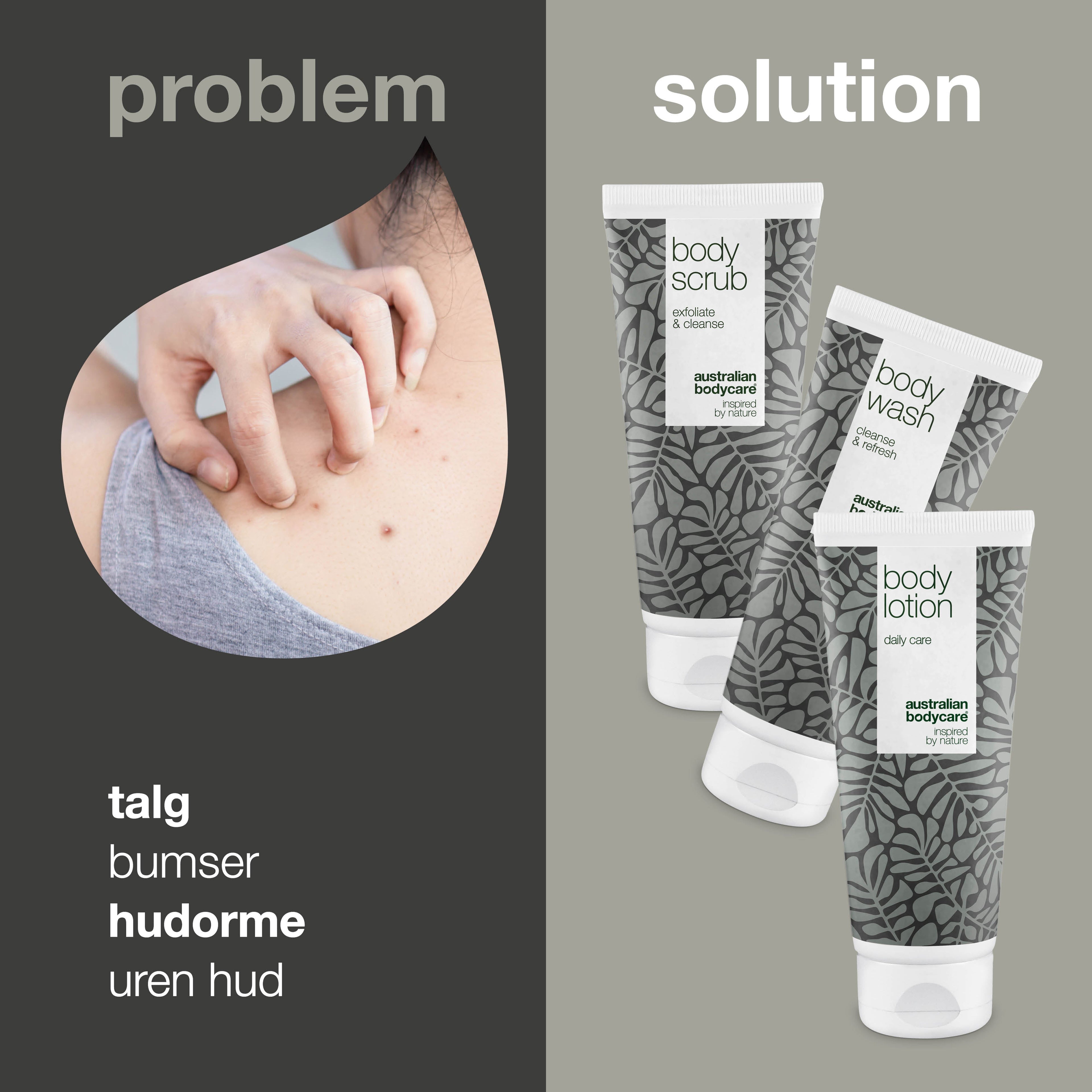 3-pak til talgknopper — Renser, eksfolierer og fugter huden på kroppen