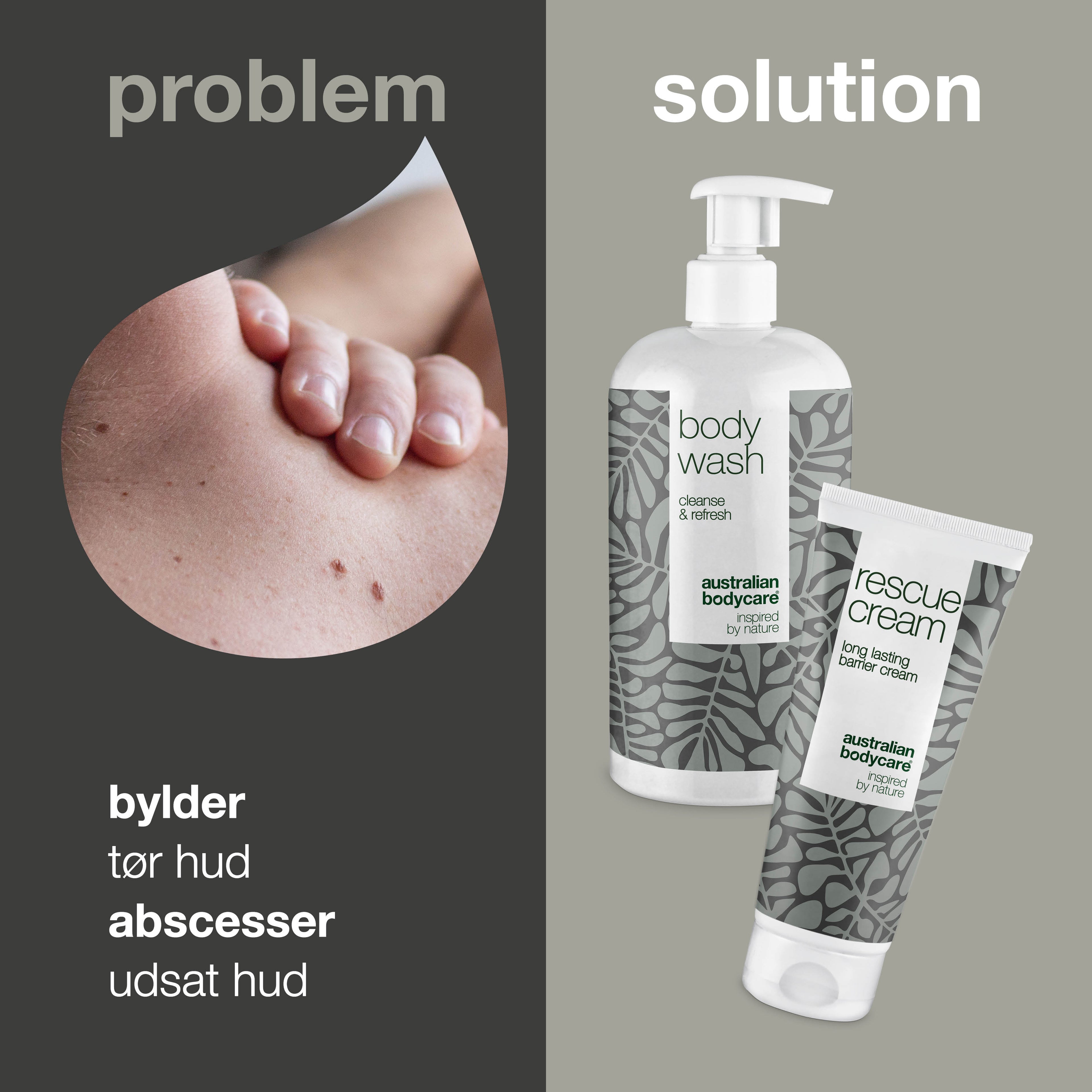 Pakke til pleje ved bylder — 2 produkter til daglig rens og pleje ved abscesser