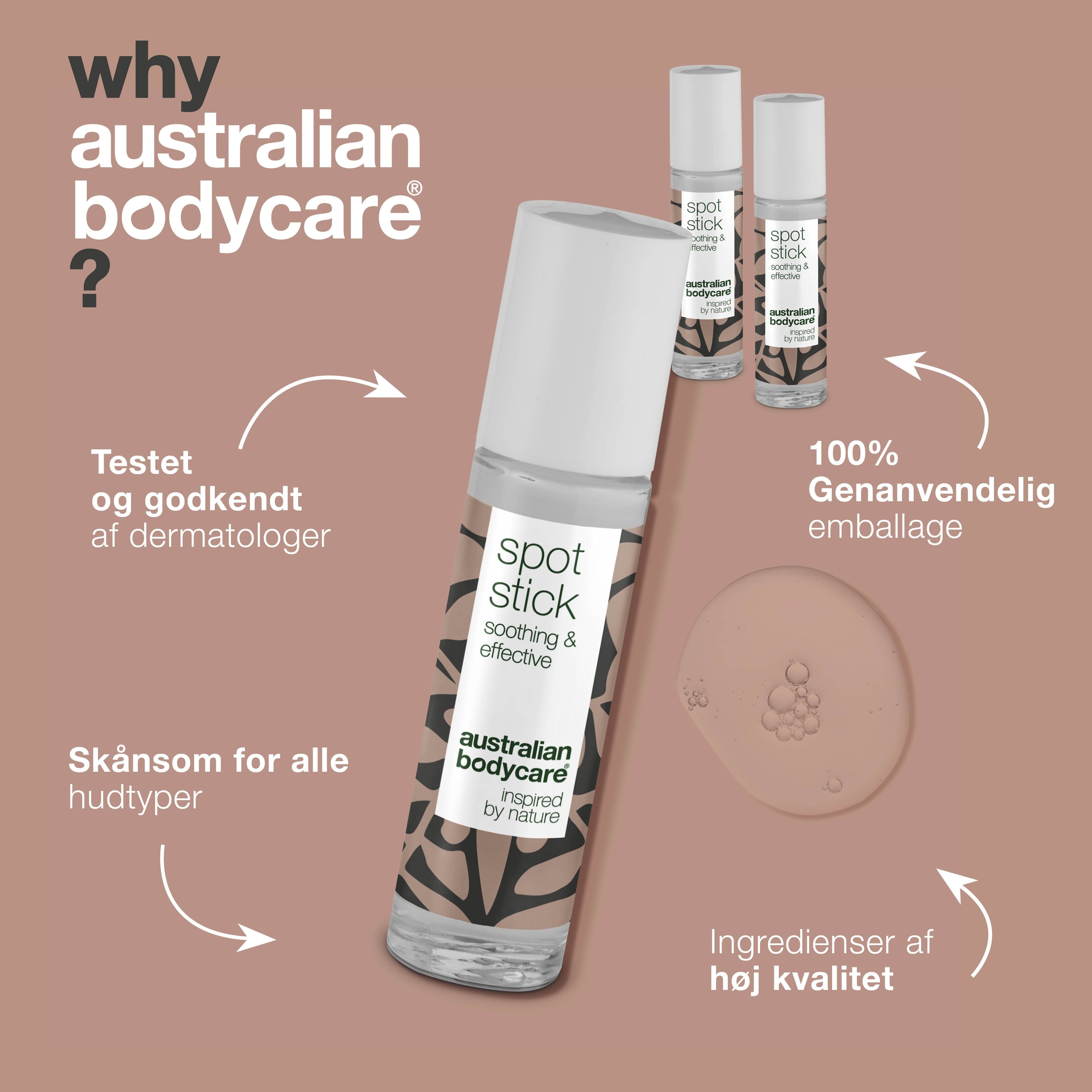 3 stk. stift lindrende ved myggestik — Lindrende stick mod bakterier og irritation ved insektbid