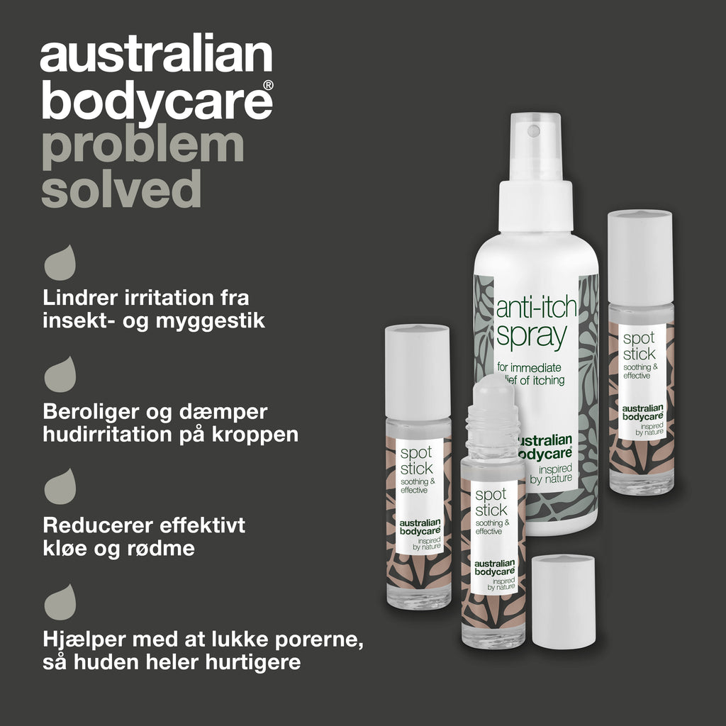 4-pak til pleje ved myggestik og insektbid — 4 beroligende produkter til at lindre irritation fra insektstik
