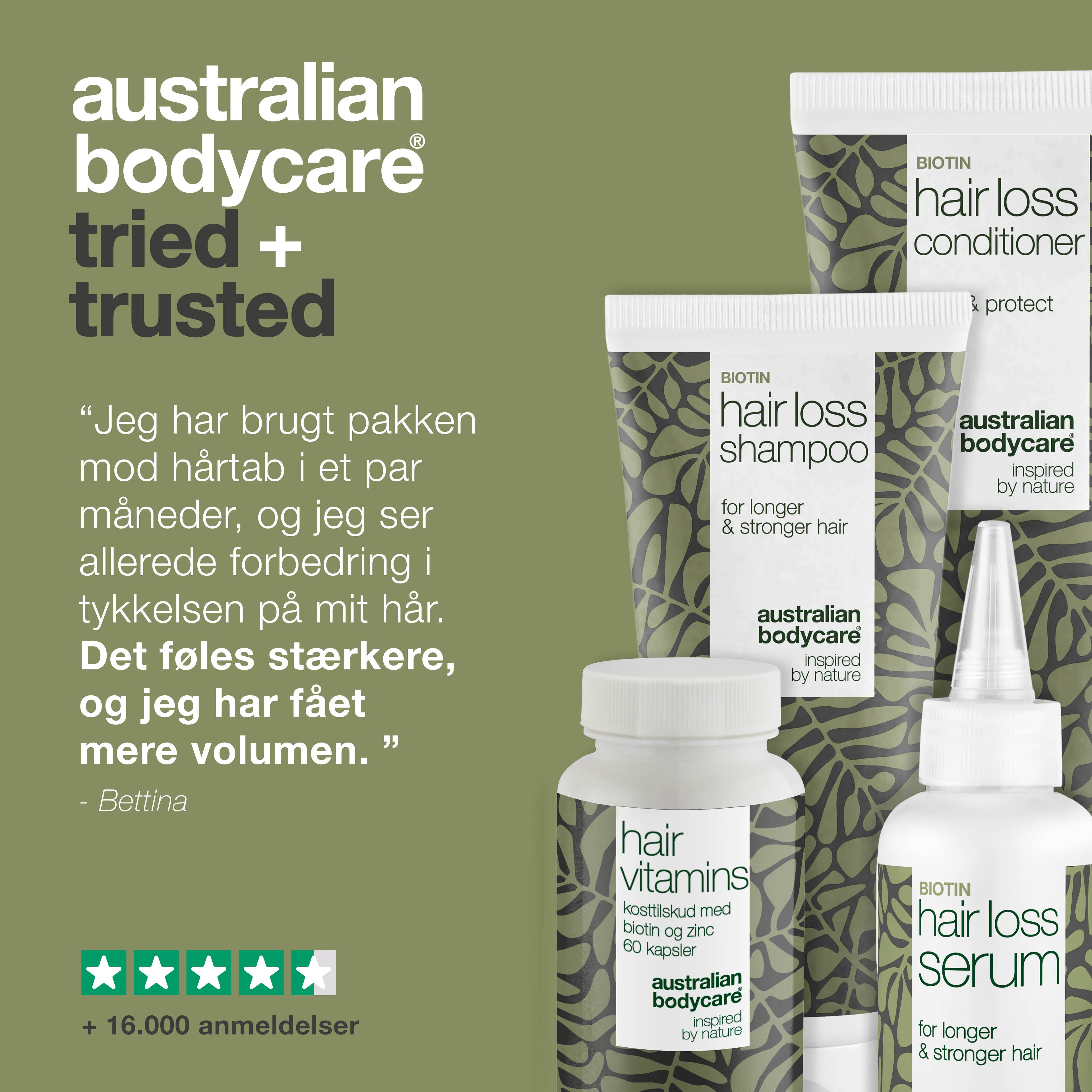 Pakke til hårtab og tyndt hår — Hårtabsprodukter med Biotin, Tea Tree Oil og Capilia Longa