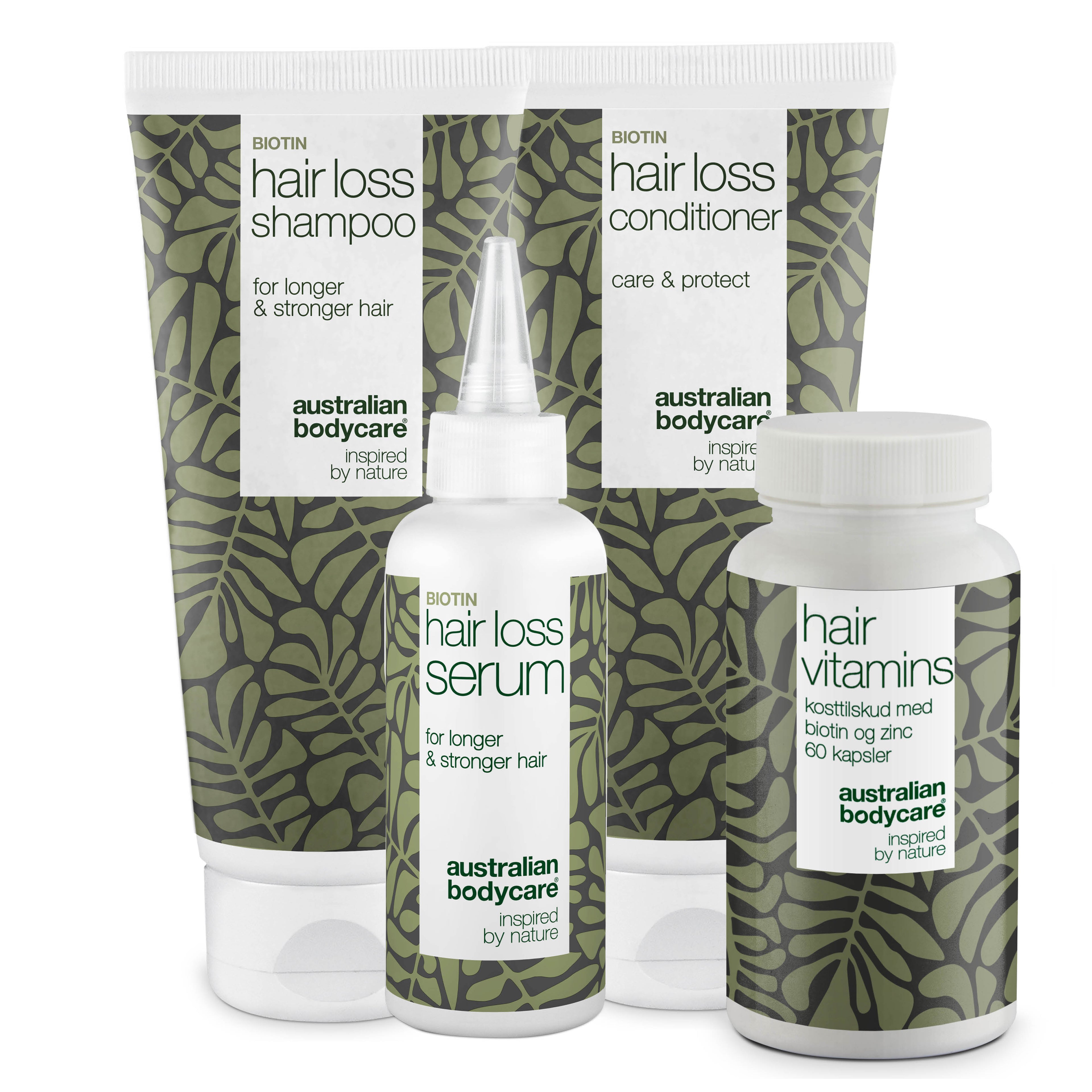 Pakke til hårtab og tyndt hår — Hårtabsprodukter med Biotin, Tea Tree Oil og Capilia Longa