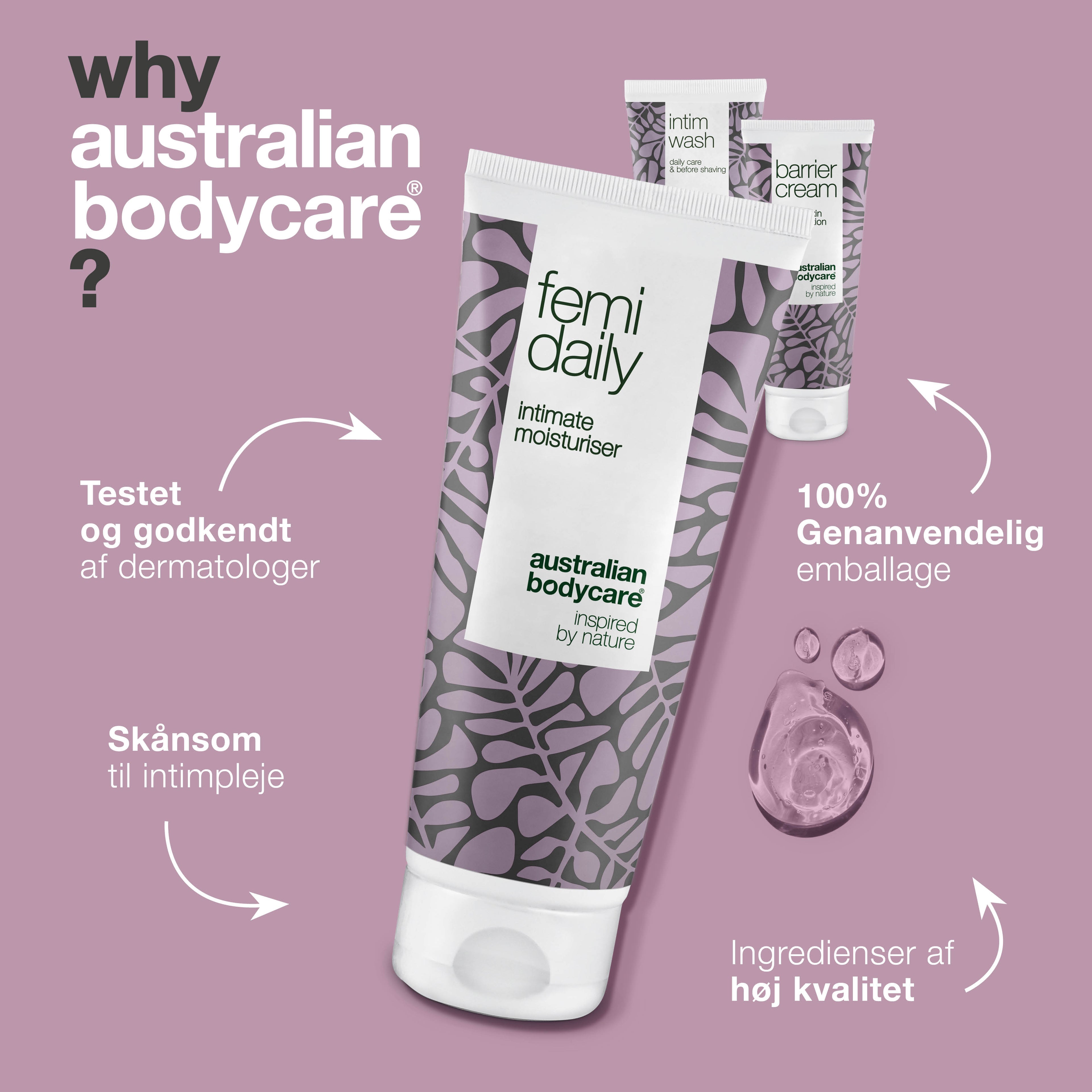 3-pak til pleje ved Lichen Sclerosus — Beroligende intimprodukter plejer og beskytter ved kløe og ømhed