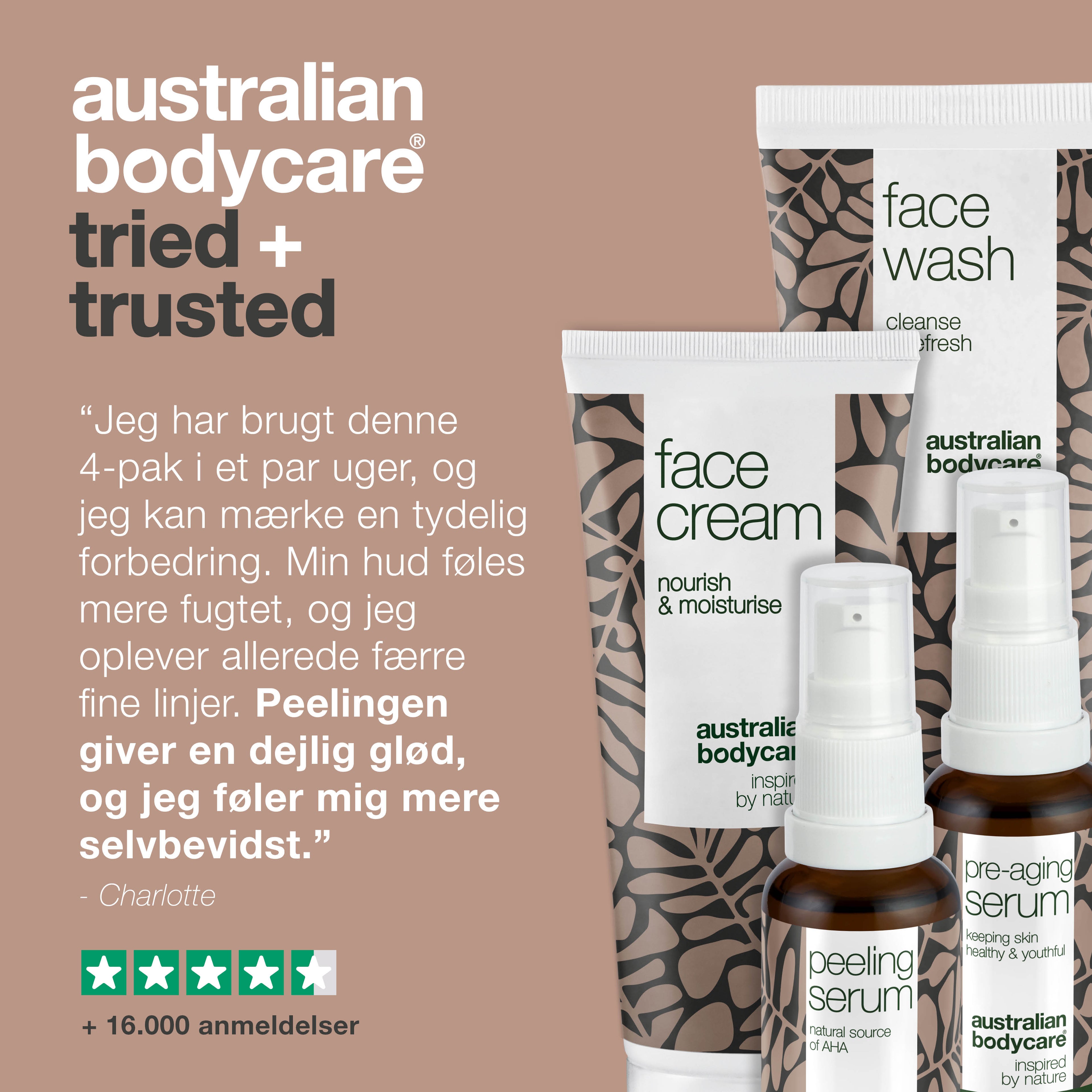 4-pak til forebyggelse af rynker — Anti-age produkter til yngre hud forebygger alderstegn