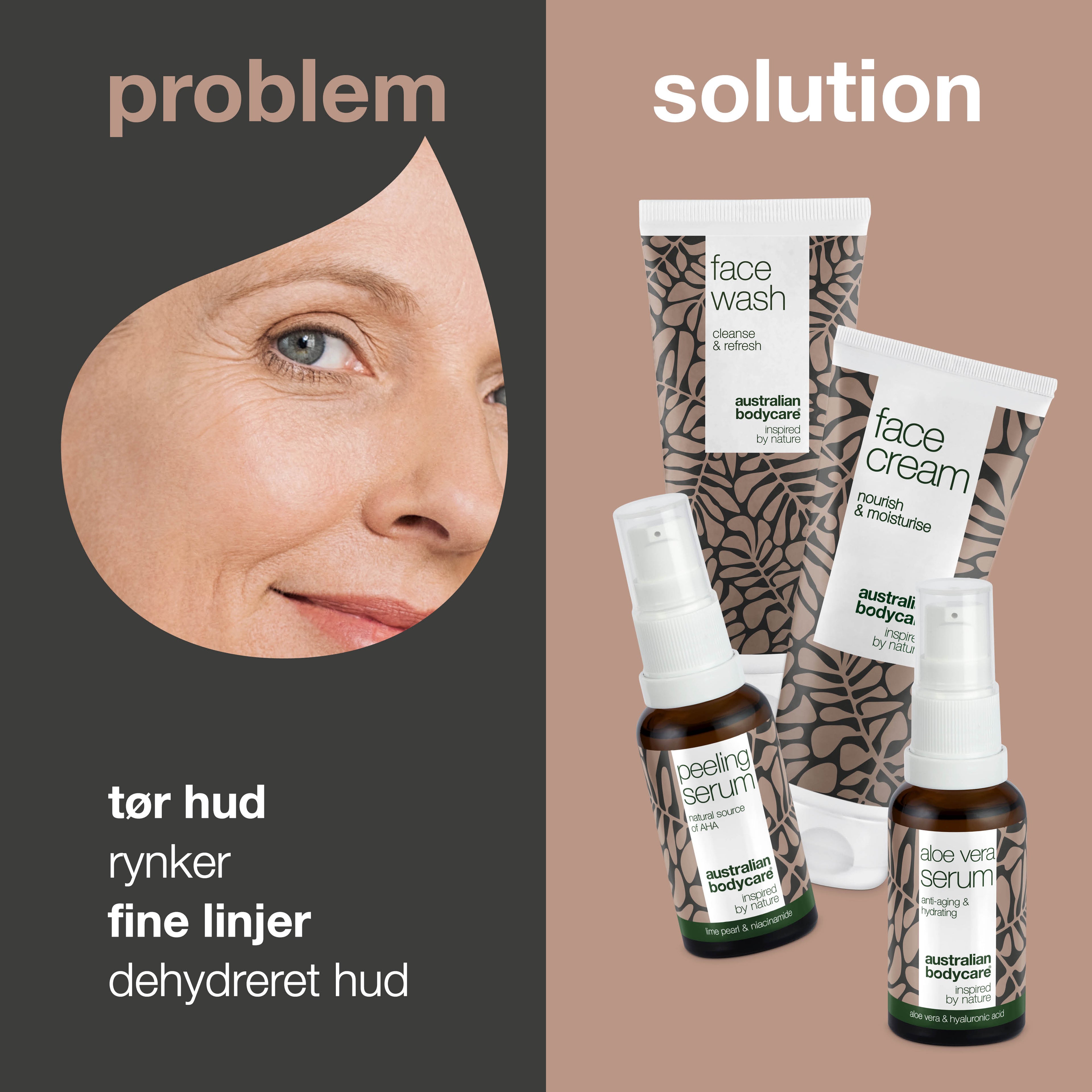 4-pak til til rynker og dehydreret hud — Komplet Anti Age pakke mod rynker og tør hud i ansigtet