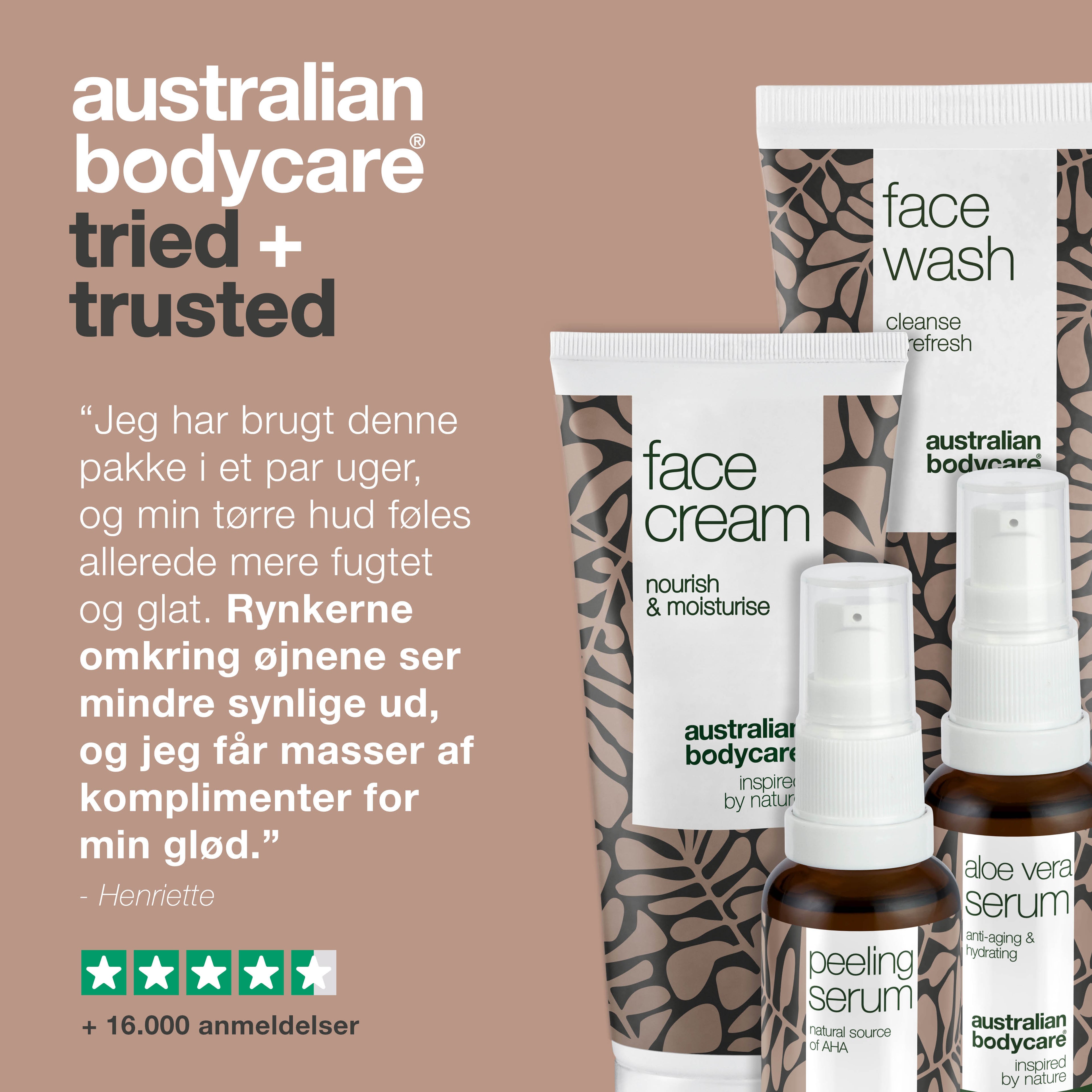 4-pak til til rynker og dehydreret hud — Komplet Anti Age pakke mod rynker og tør hud i ansigtet