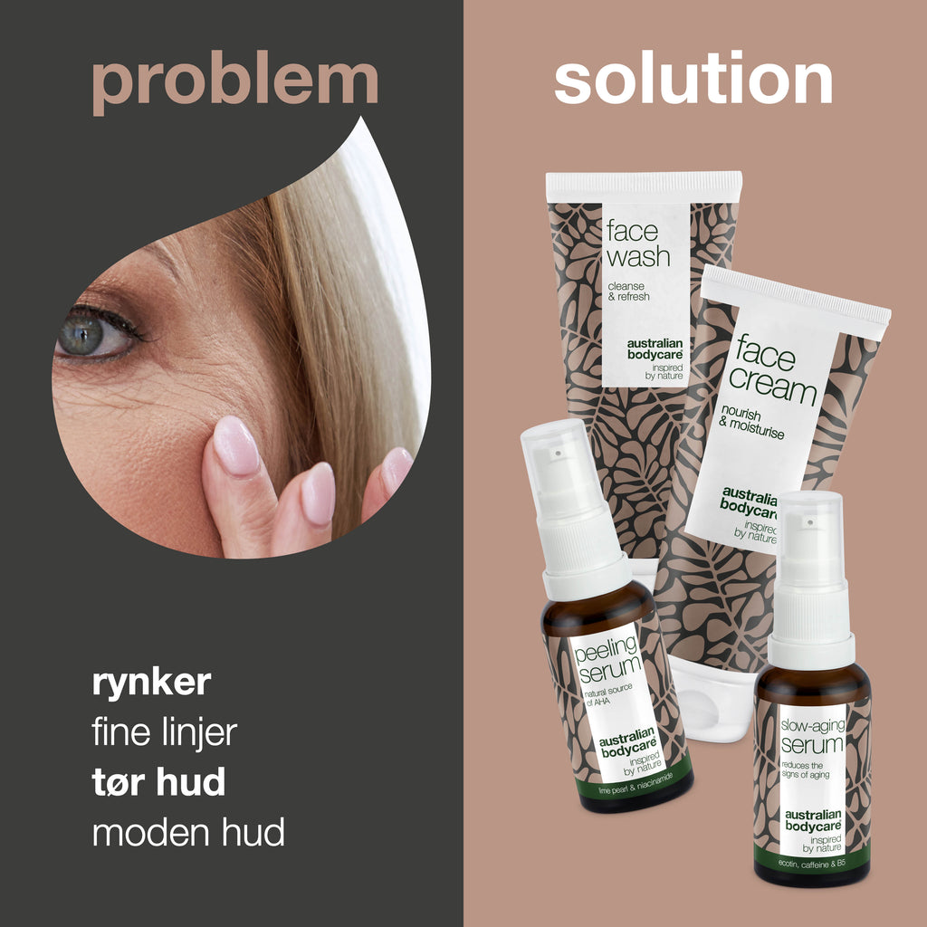 4-pak anti-age produkter til moden hud (50+) — Anti-age Serum, Peeling Serum, rens og ansigtscreme mod rynker