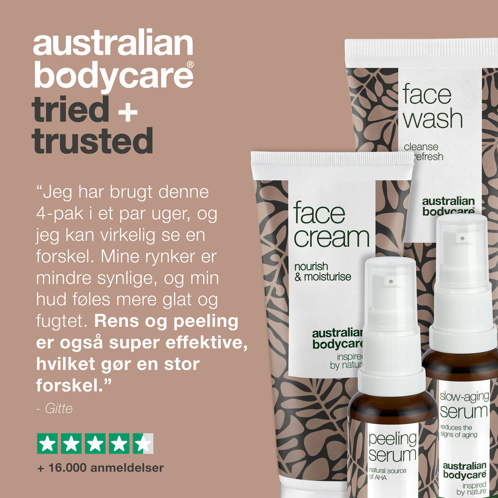 4-pak anti-age produkter til moden hud (50+) — Anti-age Serum, Peeling Serum, rens og ansigtscreme mod rynker