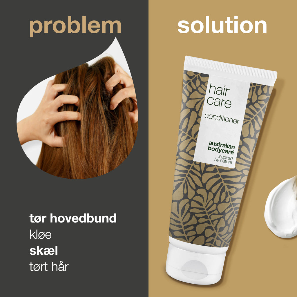 Balsam til tør hovedbund, skæl og kløe — Conditioner til irriteret hovedbund og daglig pleje af håret
