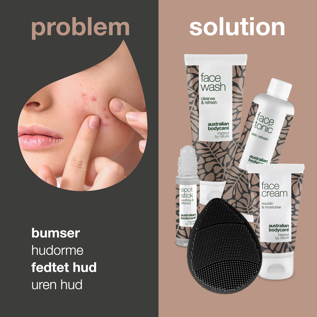 Ansigtspakke med face scrubber — 5-pak til daglig rens af uren hud med bumser