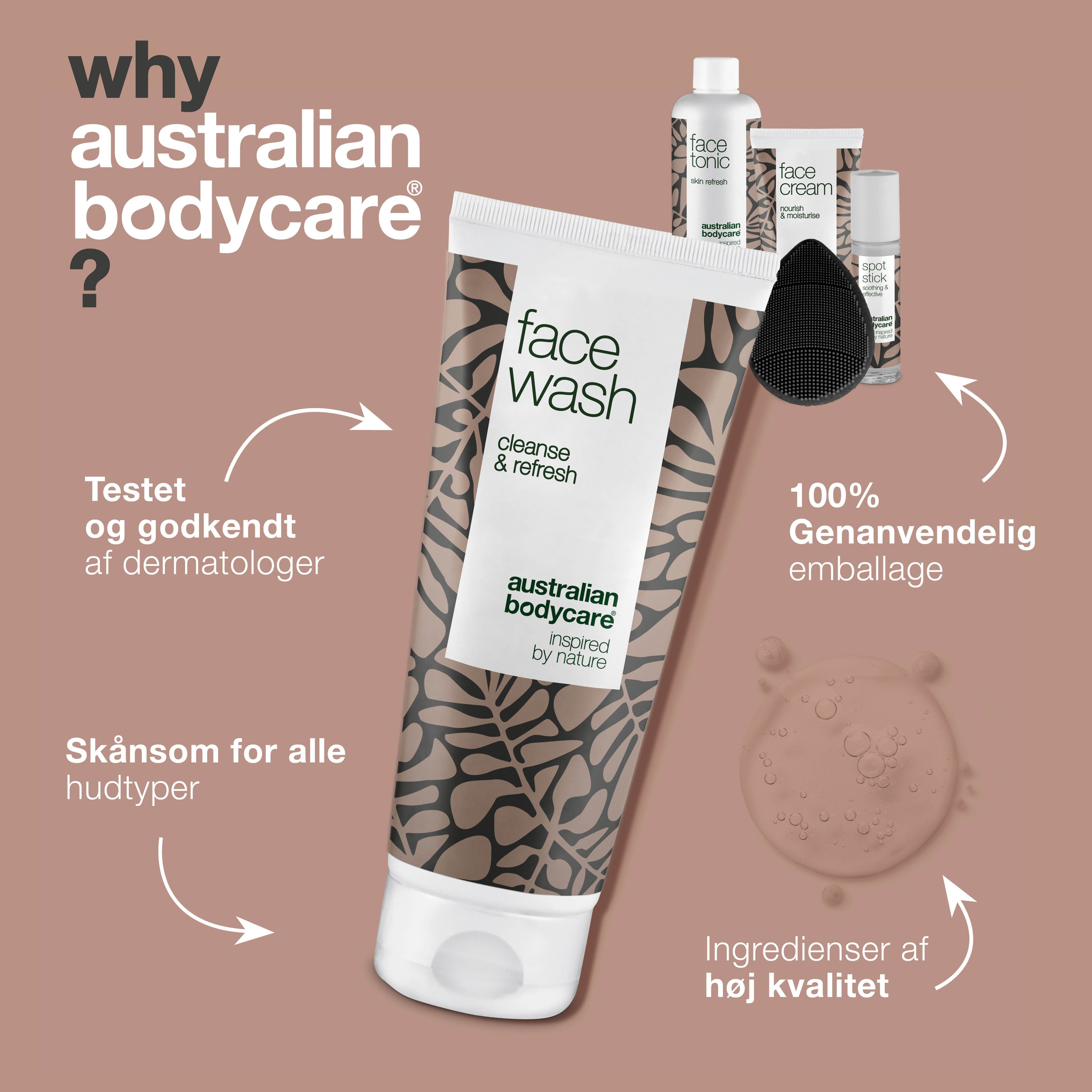 Ansigtspakke med face scrubber — 5-pak til daglig rens af uren hud med bumser