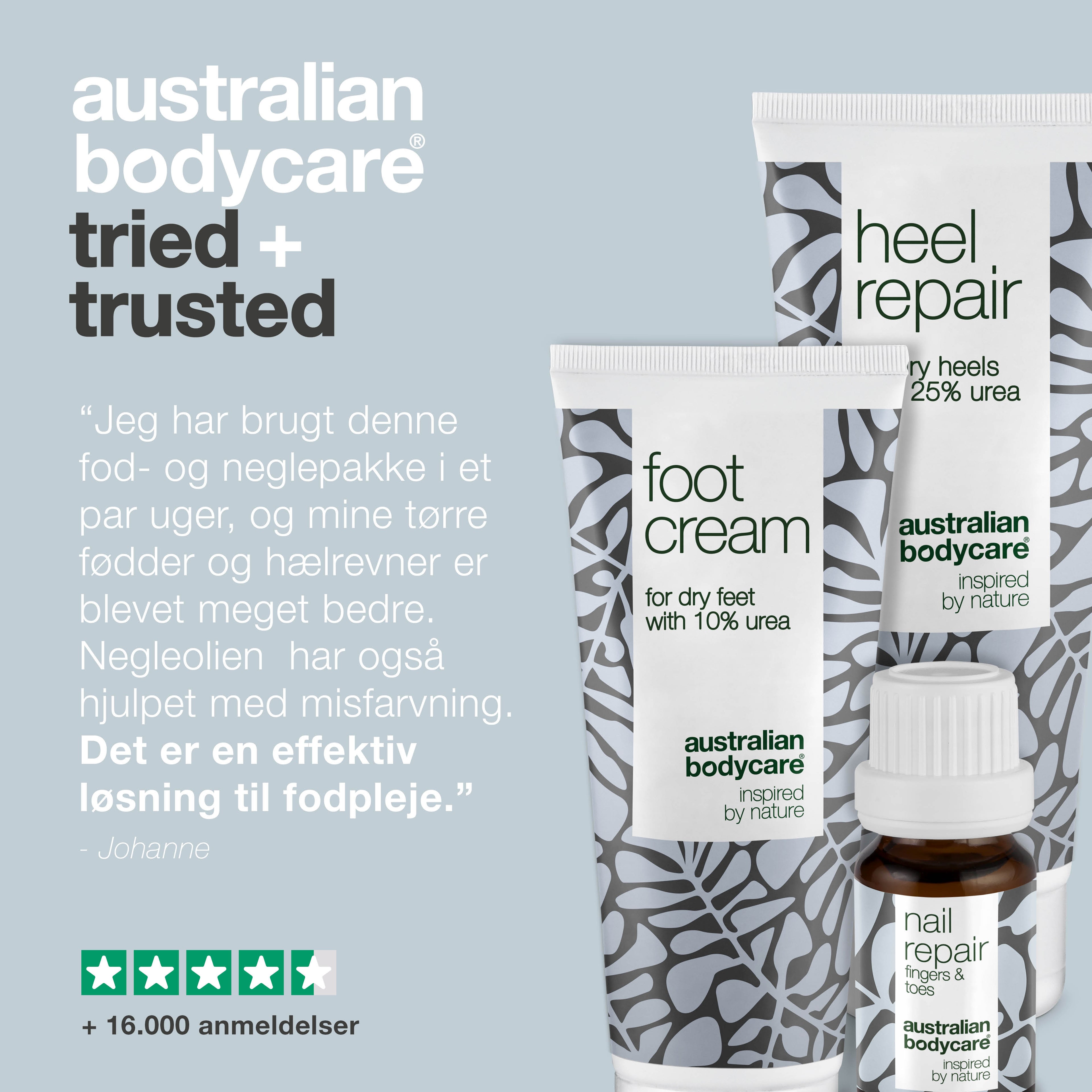 Fod og neglepakke til hård hud — 3 produkter til tørre fødder og gule negle