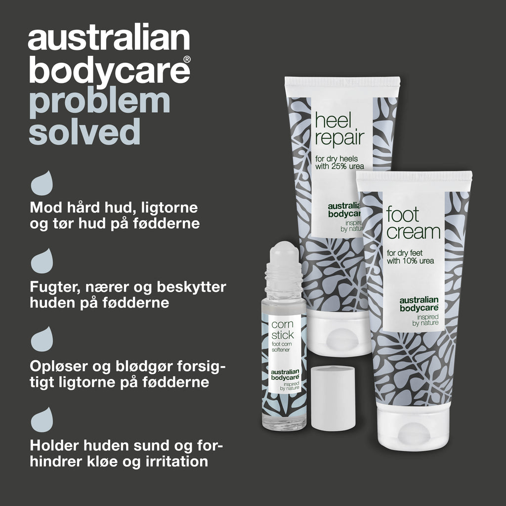 3 pak til pleje af ligtorne og hård hud — Fodcreme, hælcreme og ligtorneolie til tørre fødder