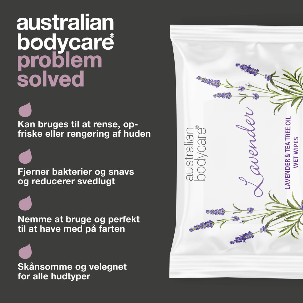Vådservietter med Lavendel & Tea Tree Oil 24 stk. — Til rens og fugtpleje af ansigt og krop
