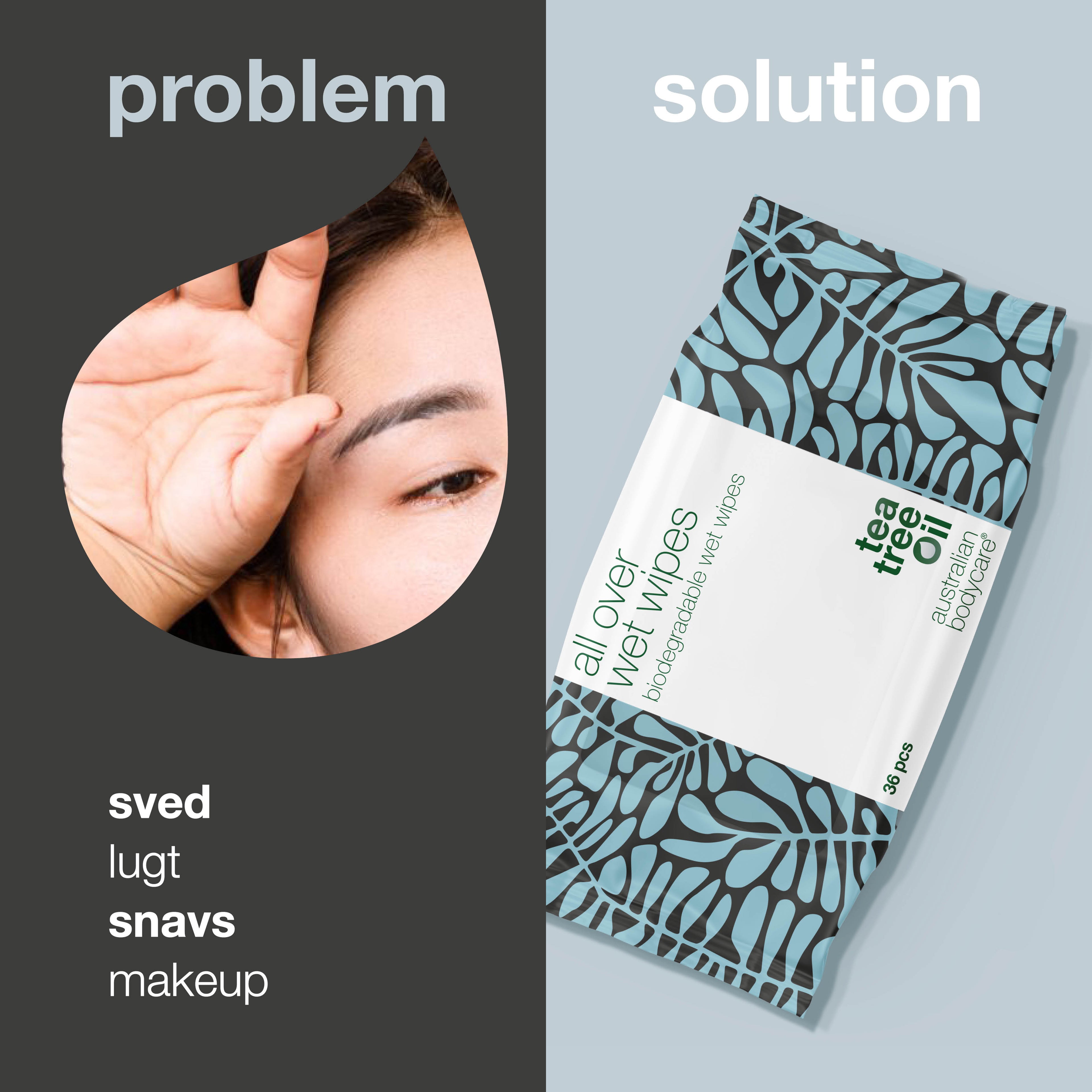 Tea Tree Oil Vådservietter (36 stk.) — Et effektivt produkt til at rense, opfriske eller rengøring af huden